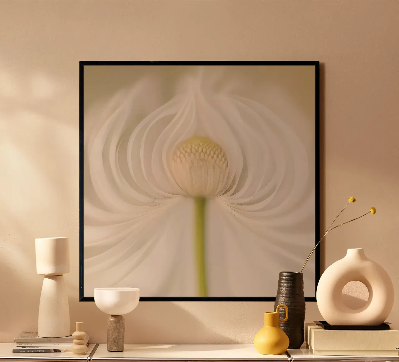 Fiore di margherita poster con telaio in legno da Imagine