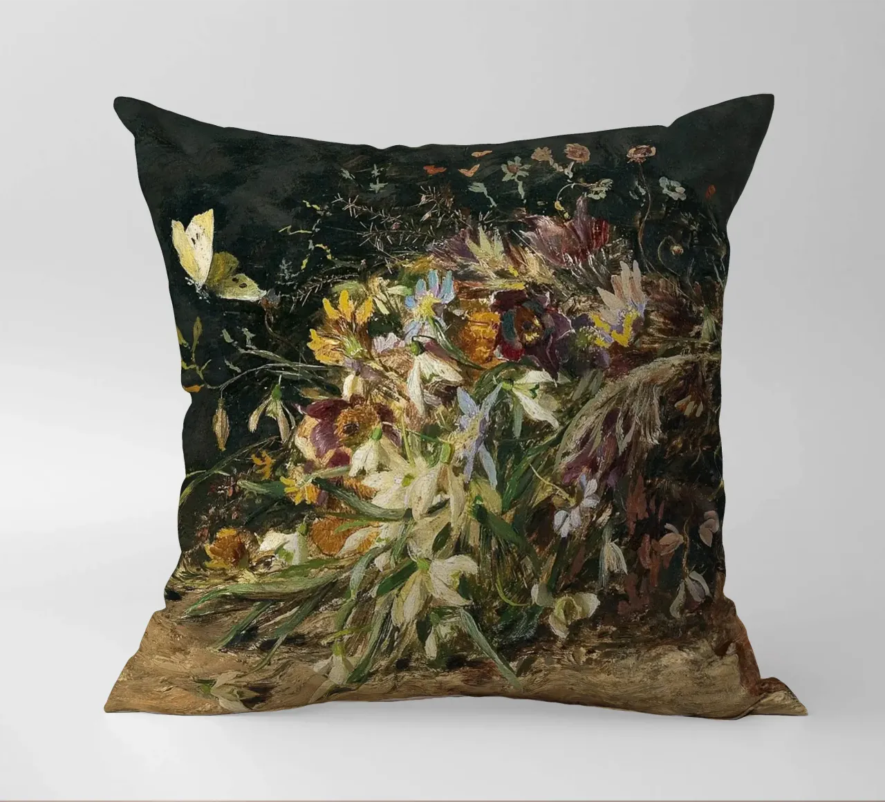 Bouquet of spring flowers with snowdrops cuscino da apoloprints