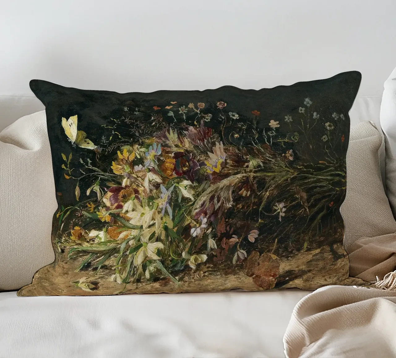 Bouquet of spring flowers with snowdrops cuscino da apoloprints
