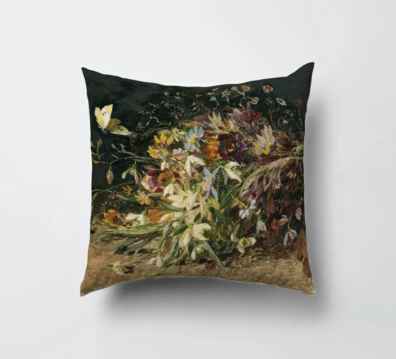 Bouquet of spring flowers with snowdrops cuscino da apoloprints