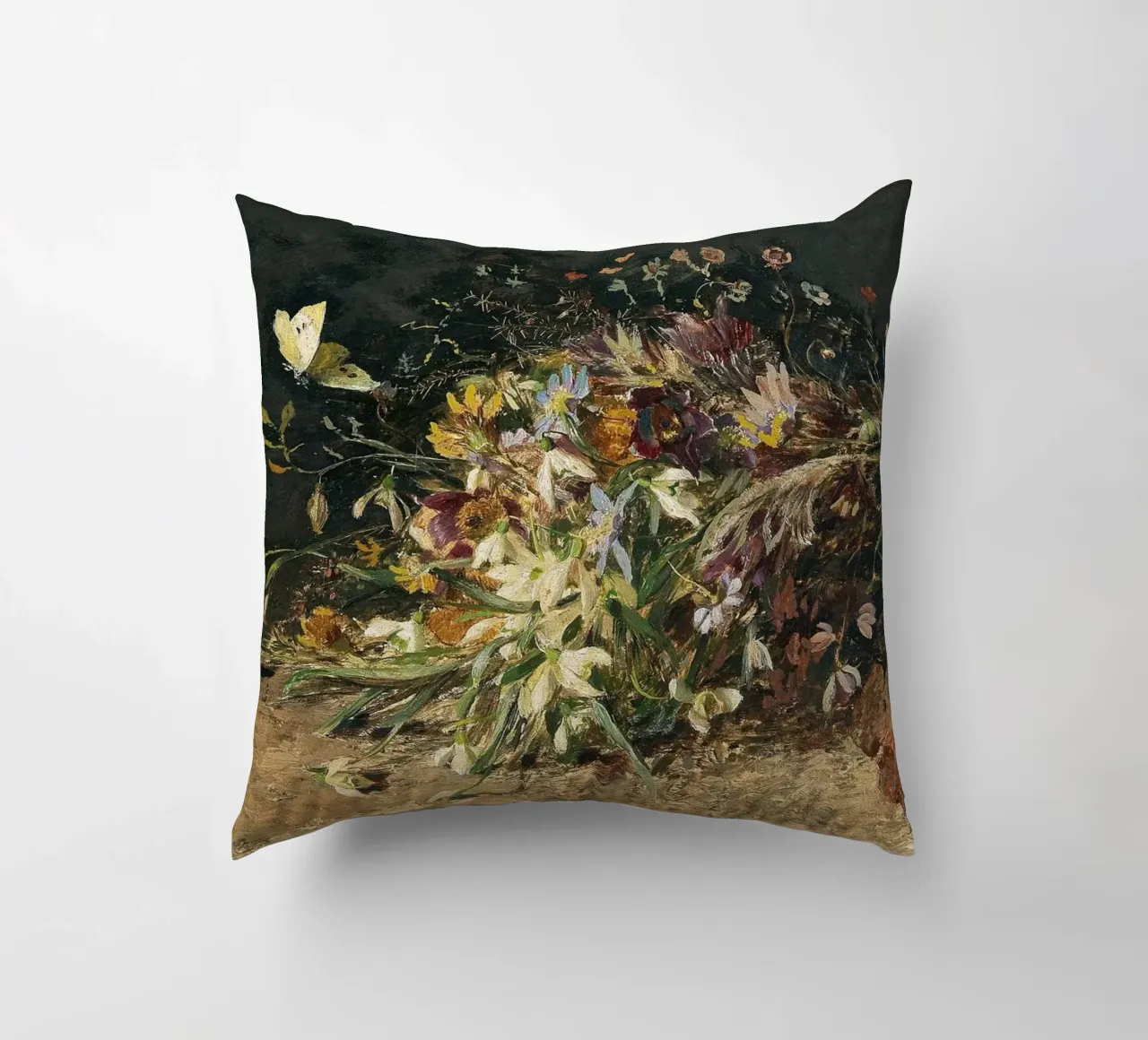 Bouquet of spring flowers with snowdrops cuscino da apoloprints