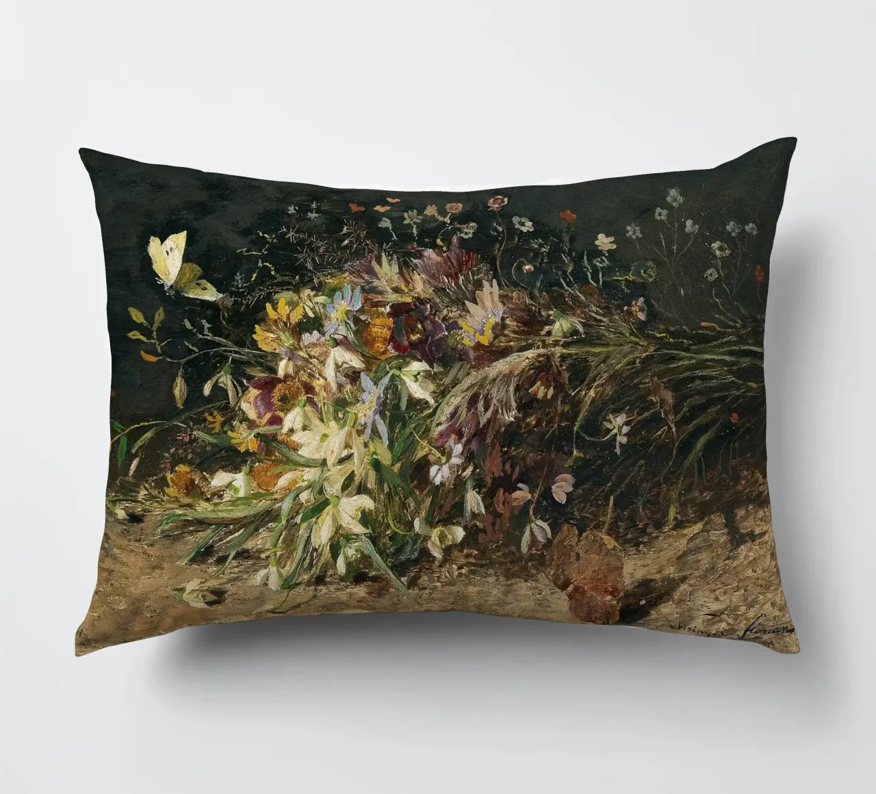 Bouquet of spring flowers with snowdrops cuscino da apoloprints