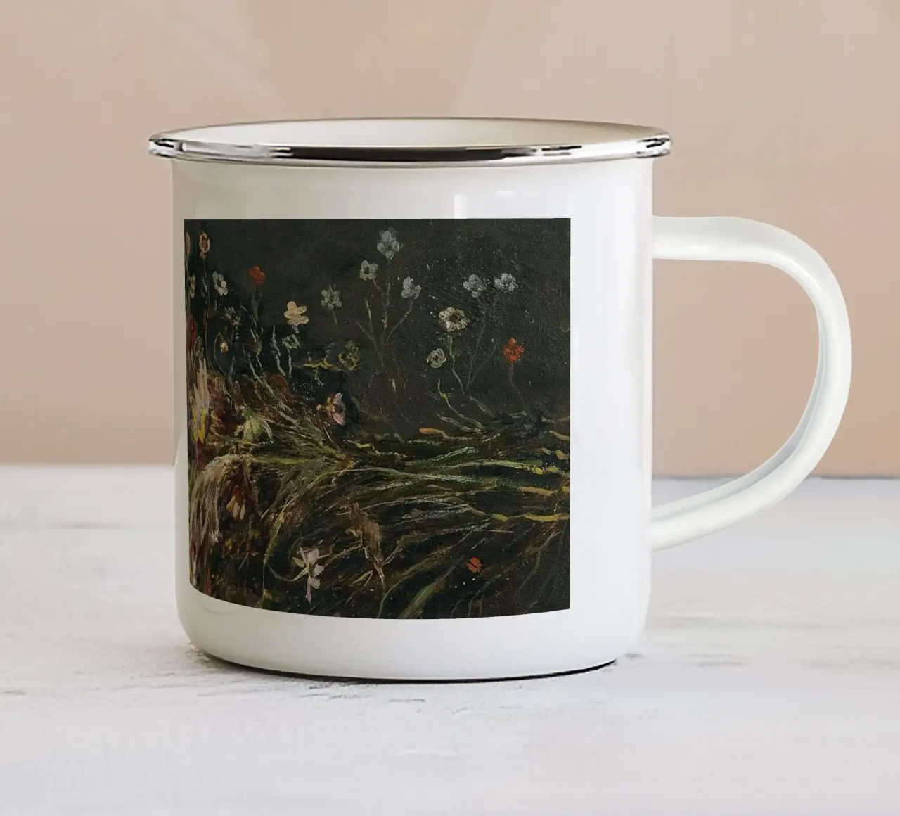 Bouquet of spring flowers with snowdrops tazza in smalto da apoloprints
