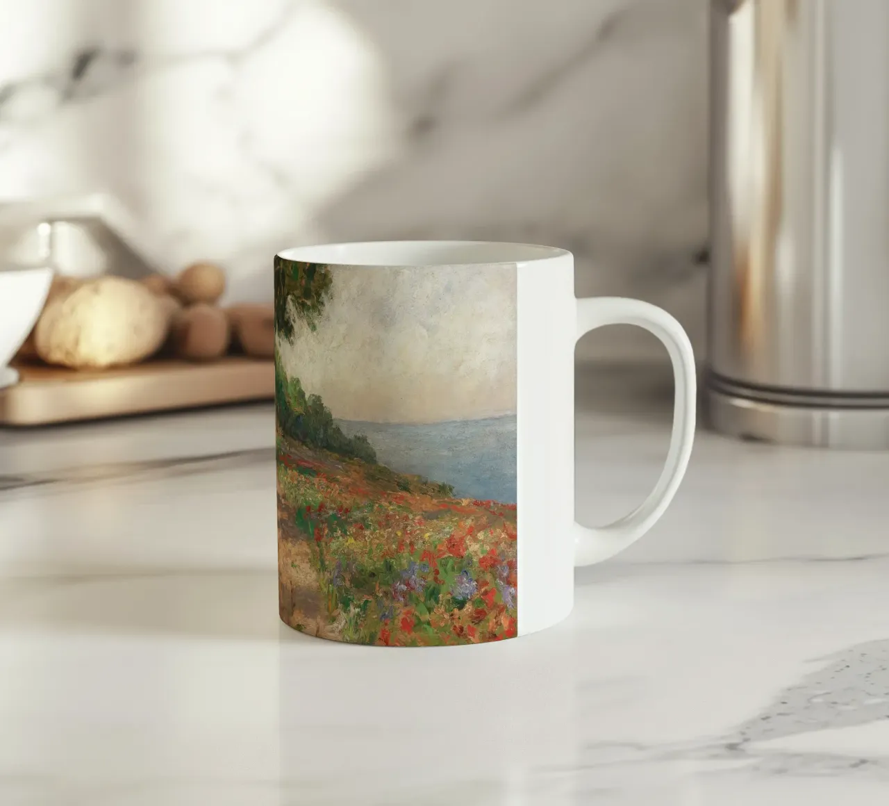 Coastal Landscape with Trees and Flowers tazza in ceramica da apoloprints
