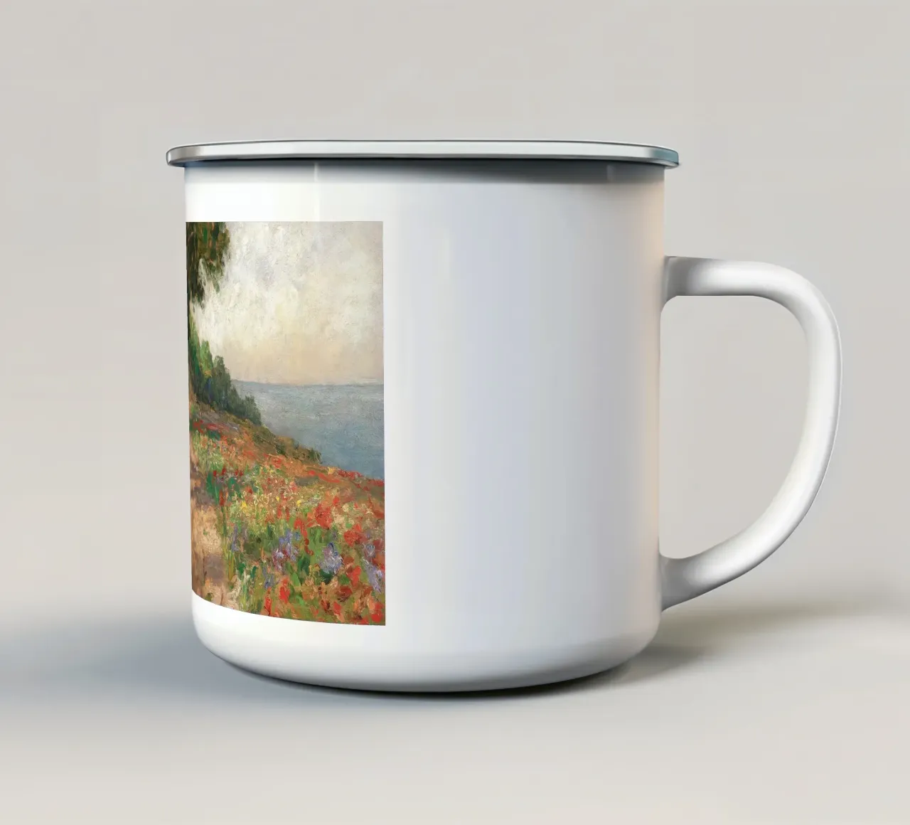Coastal Landscape with Trees and Flowers tazza in smalto da apoloprints