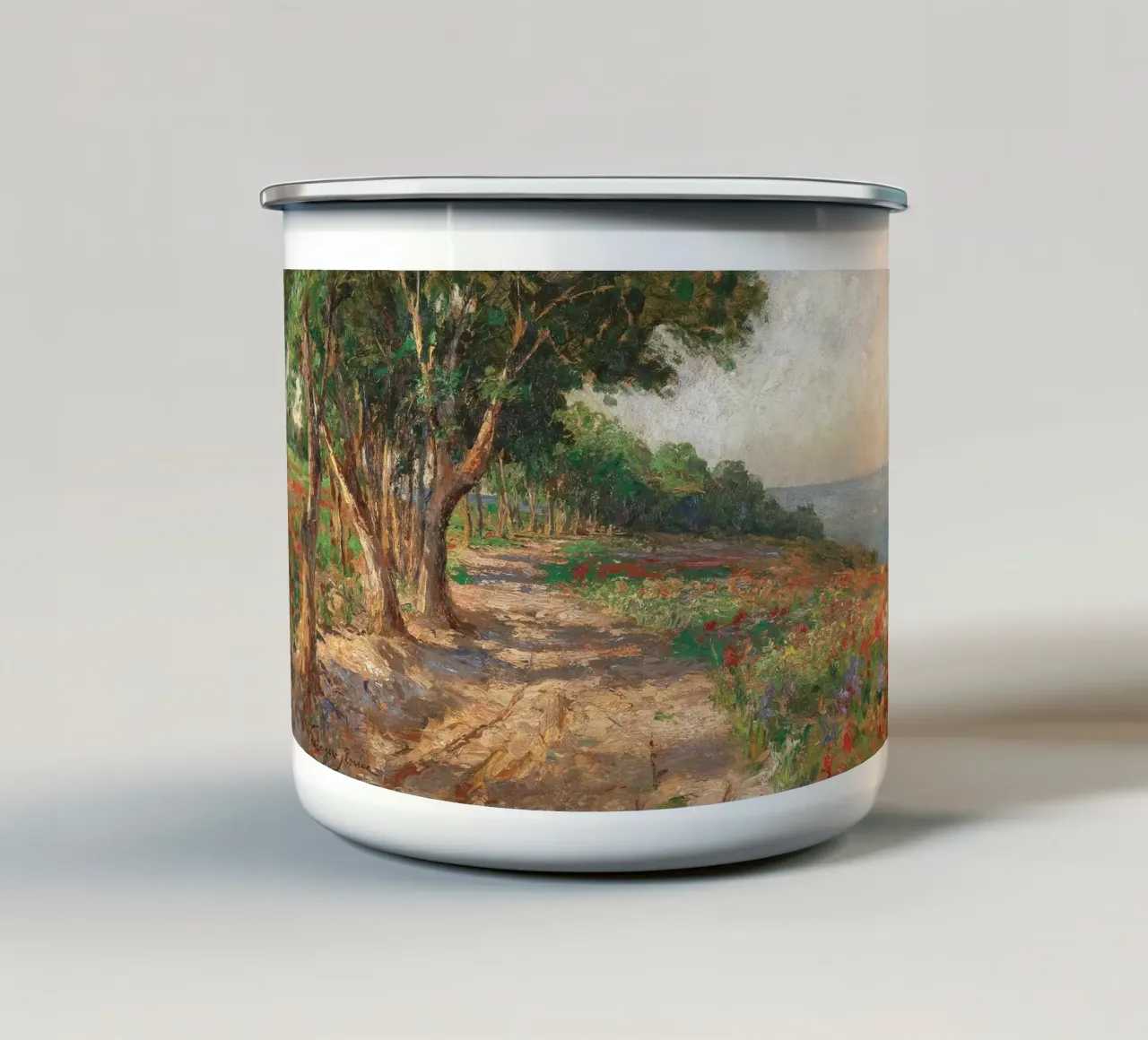 Coastal Landscape with Trees and Flowers tazza in smalto da apoloprints