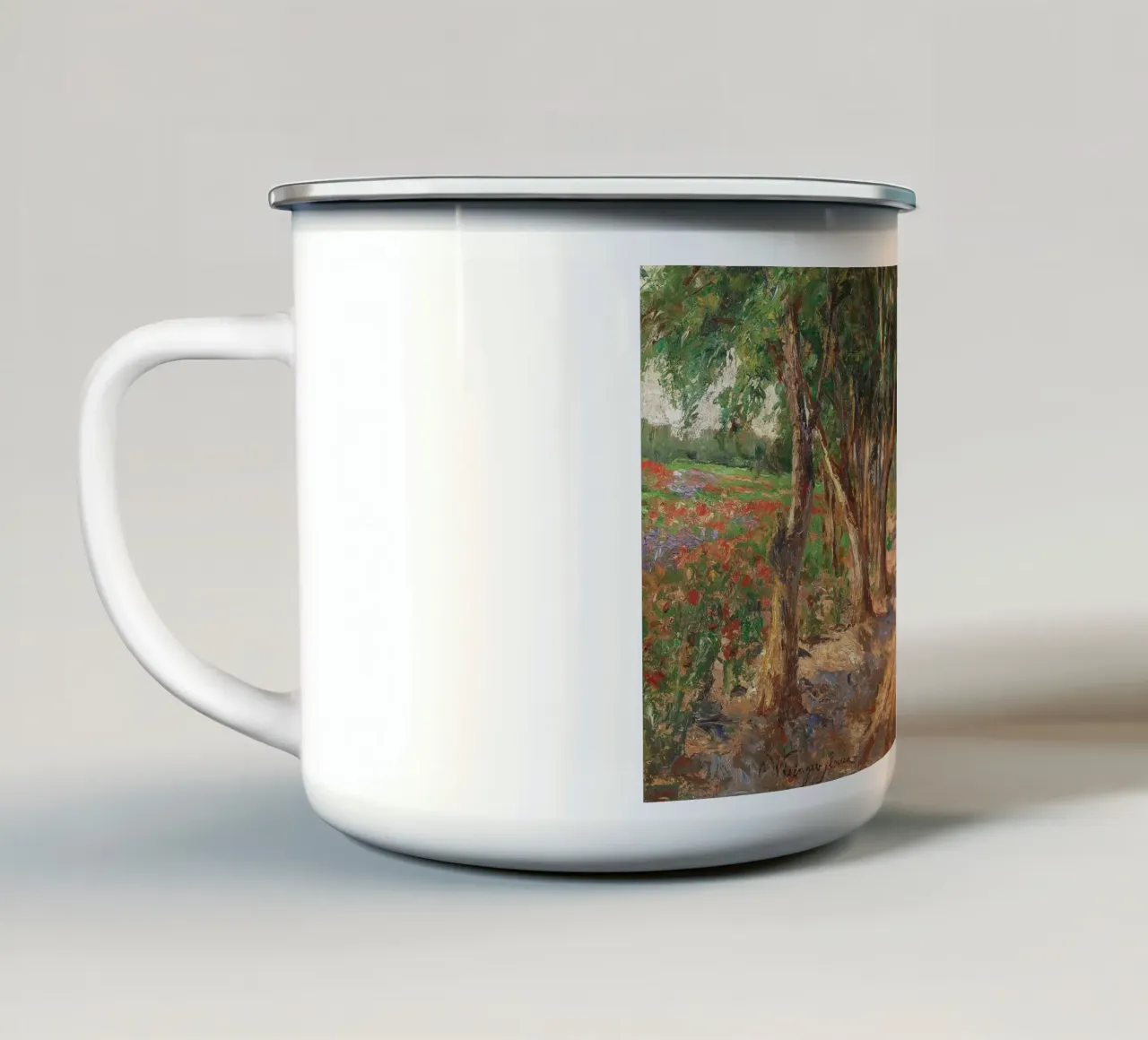 Coastal Landscape with Trees and Flowers tazza in smalto da apoloprints