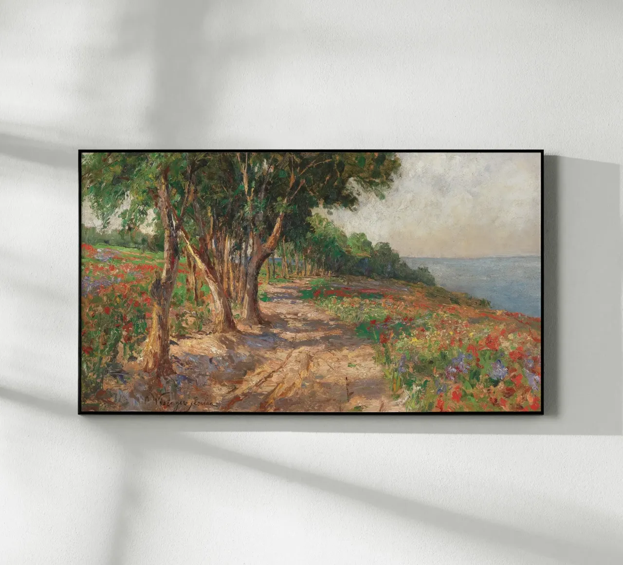 Coastal Landscape with Trees and Flowers plexiglass da apoloprints