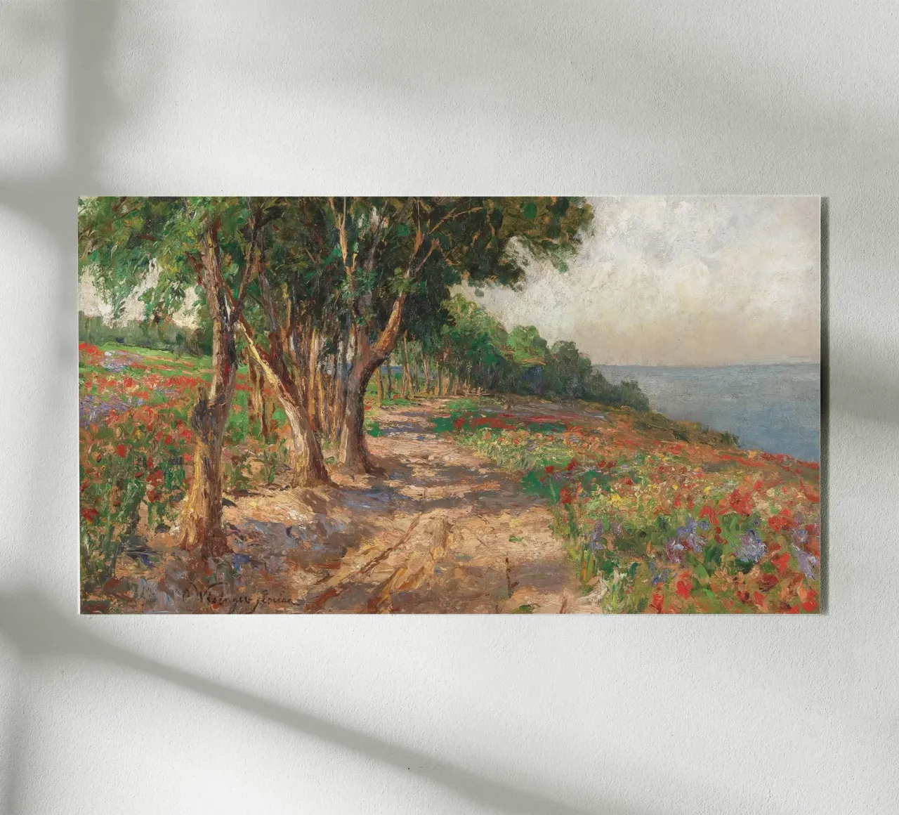 Coastal Landscape with Trees and Flowers plexiglass da apoloprints