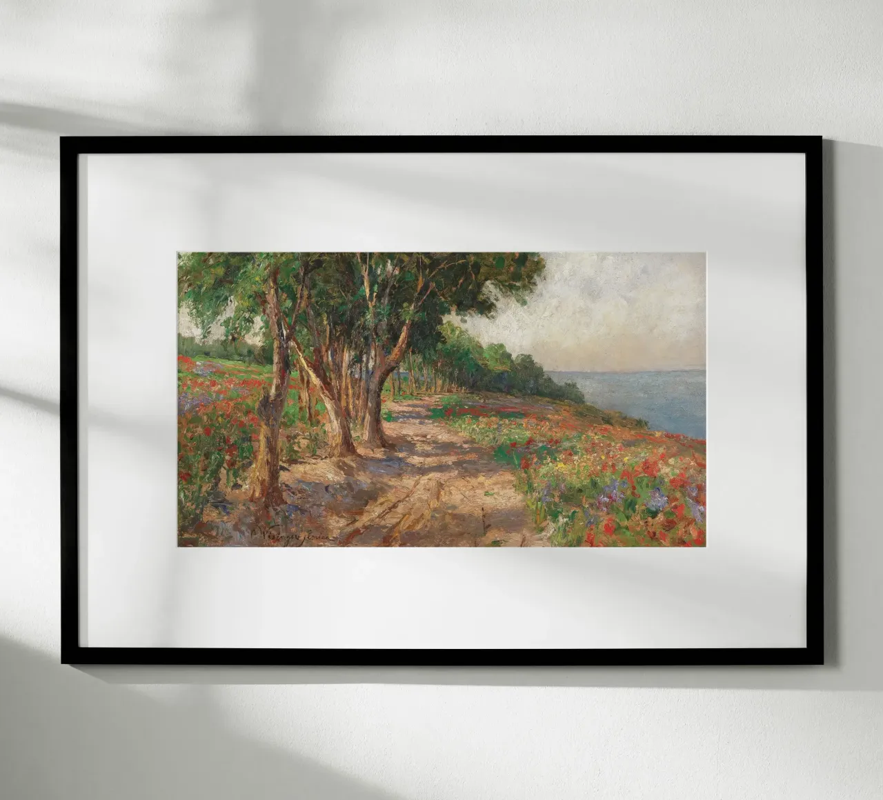 Coastal Landscape with Trees and Flowers poster da apoloprints