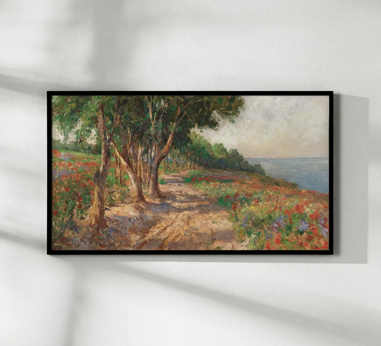 Coastal Landscape with Trees and Flowers poster da apoloprints