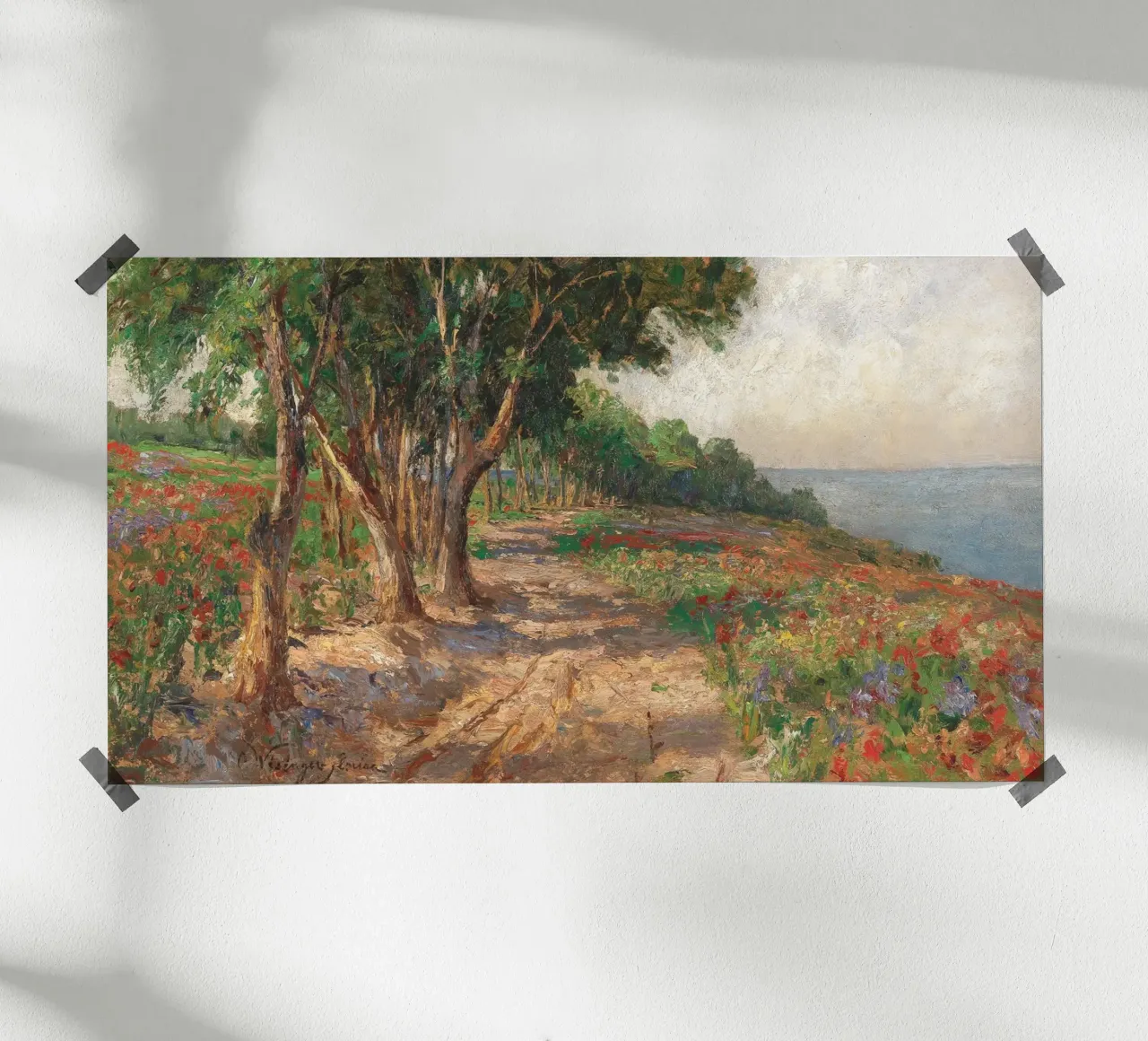 Coastal Landscape with Trees and Flowers poster da apoloprints