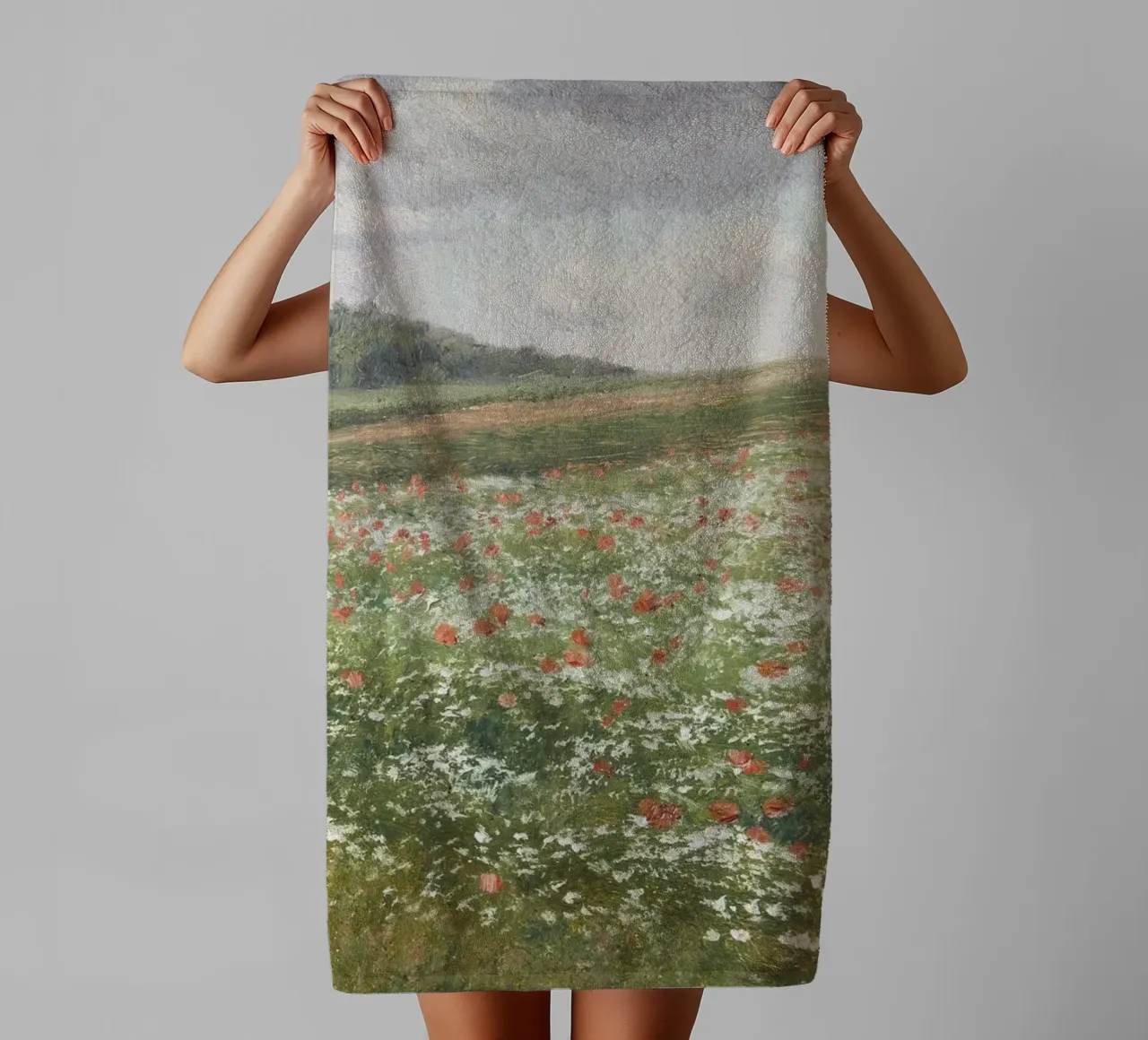 Fields with Wild Poppies asciugamano da bagno da apoloprints