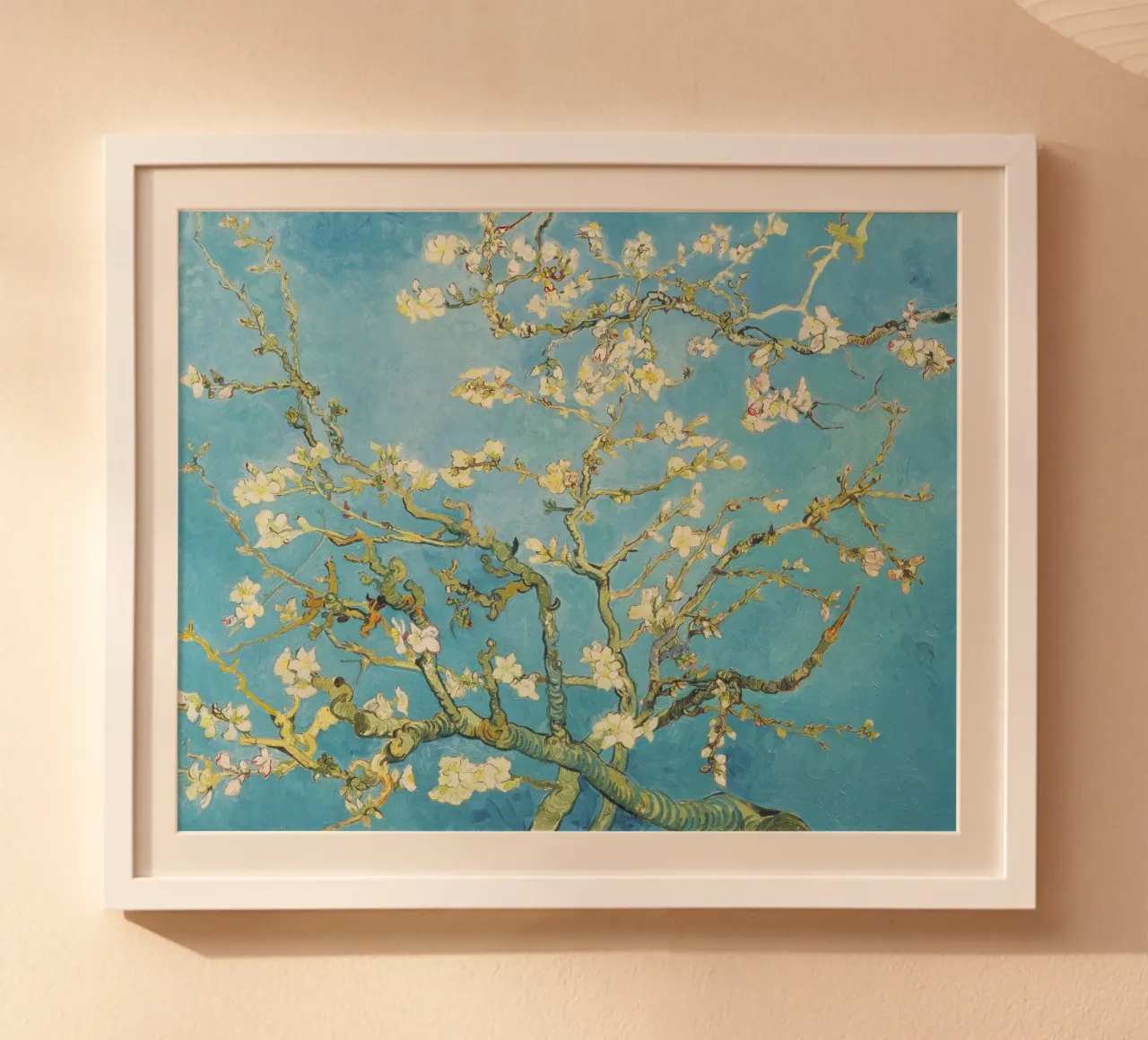 Vincent van Gogh - Mandorlo in fiore poster con telaio in alluminio da Venus Art