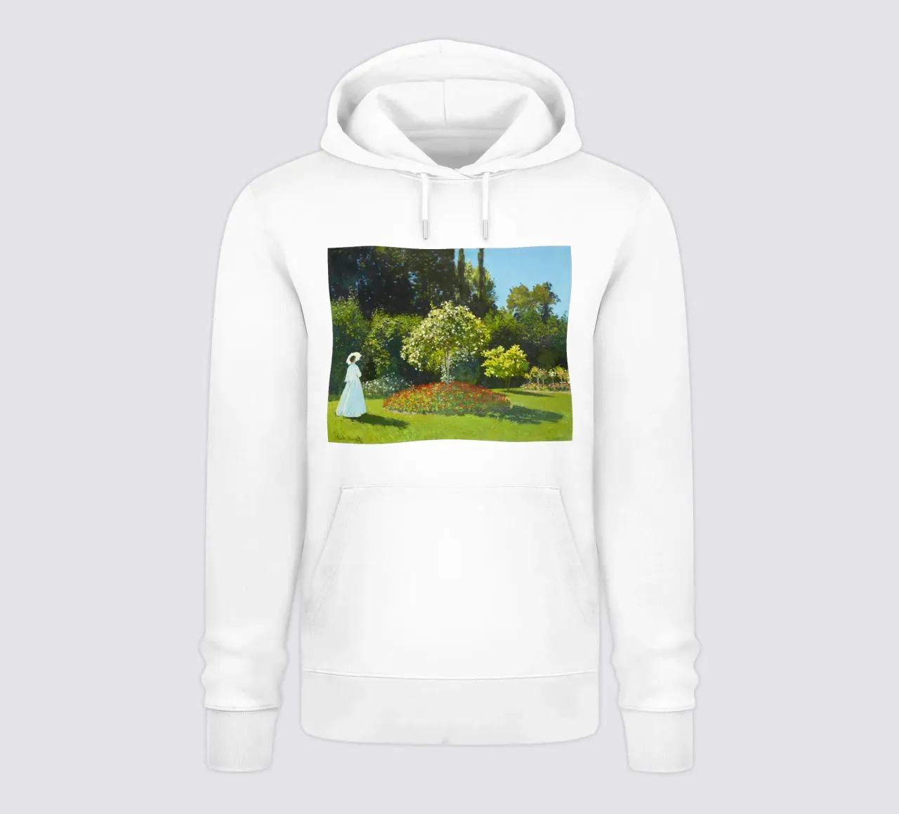 Claude Monet - Signora in giardino felpa con cappuccio da Jolie Prints