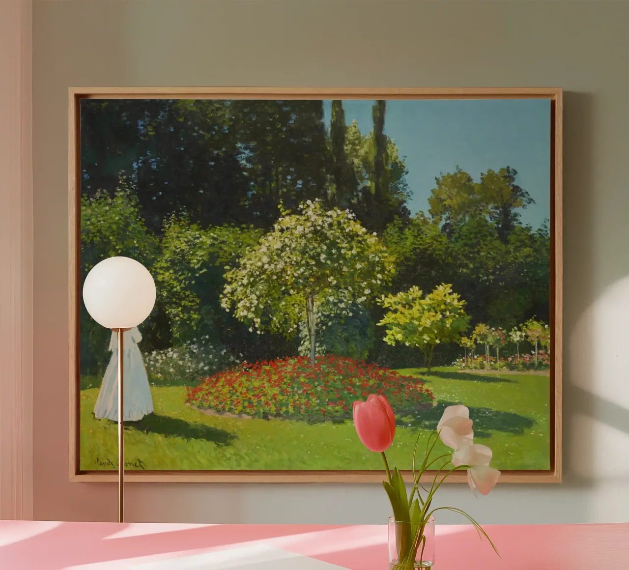Claude Monet - Dame in de tuin canvas met Baklijst van Art History
