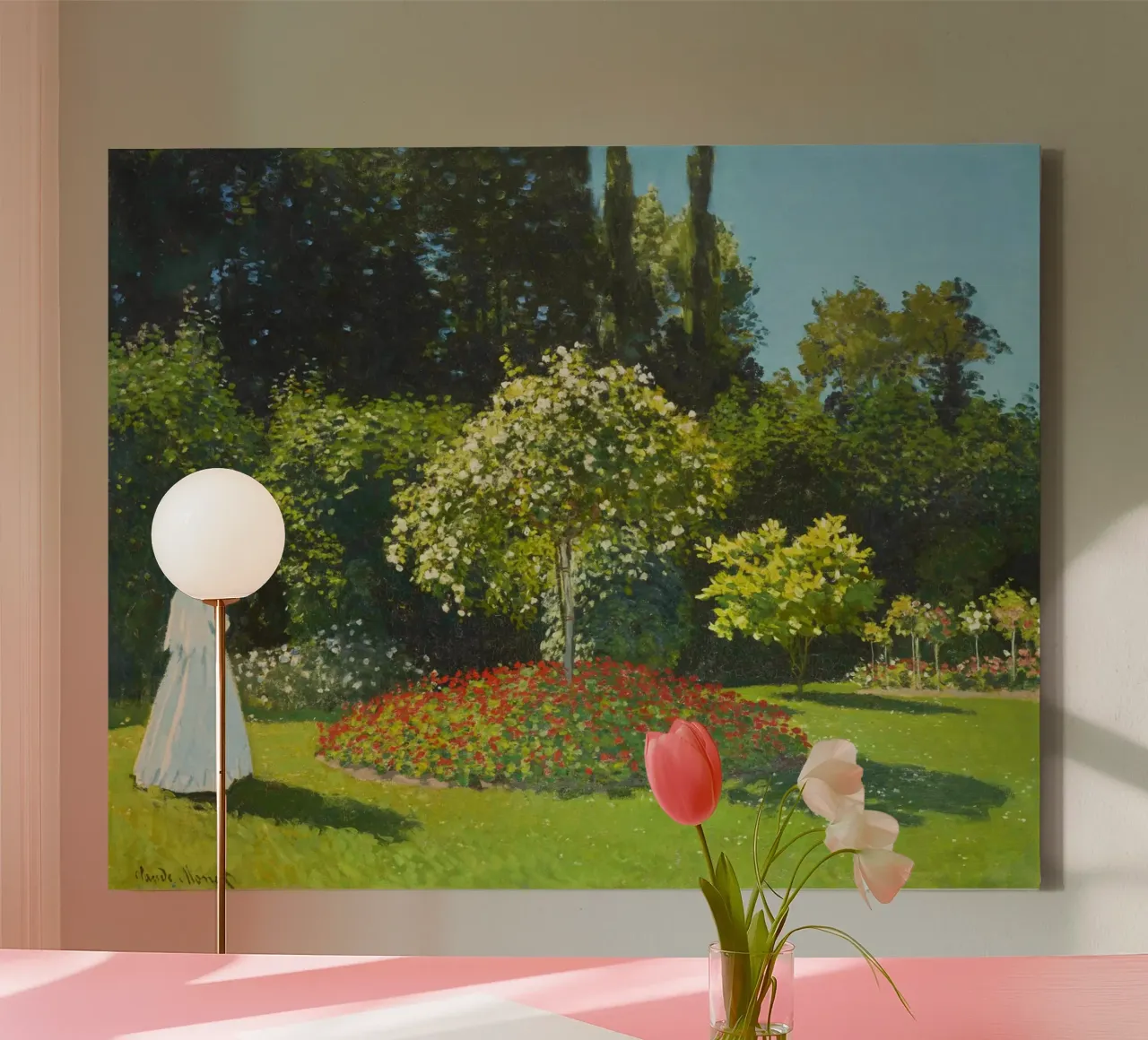 Claude Monet - Dame in de tuin canvas met Baklijst van Art History