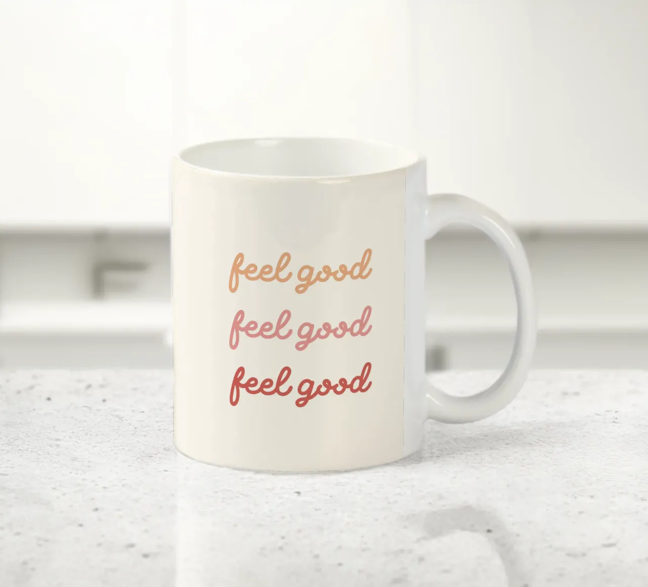 Feel good optimistic typography tazza in ceramica da dericktype