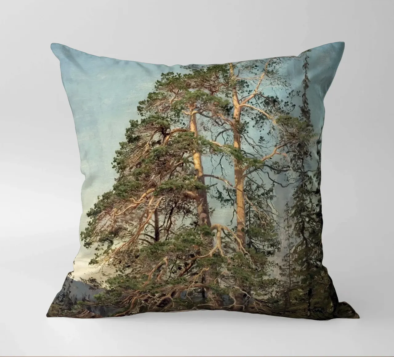Pine Trees Landscape cuscino da apoloprints
