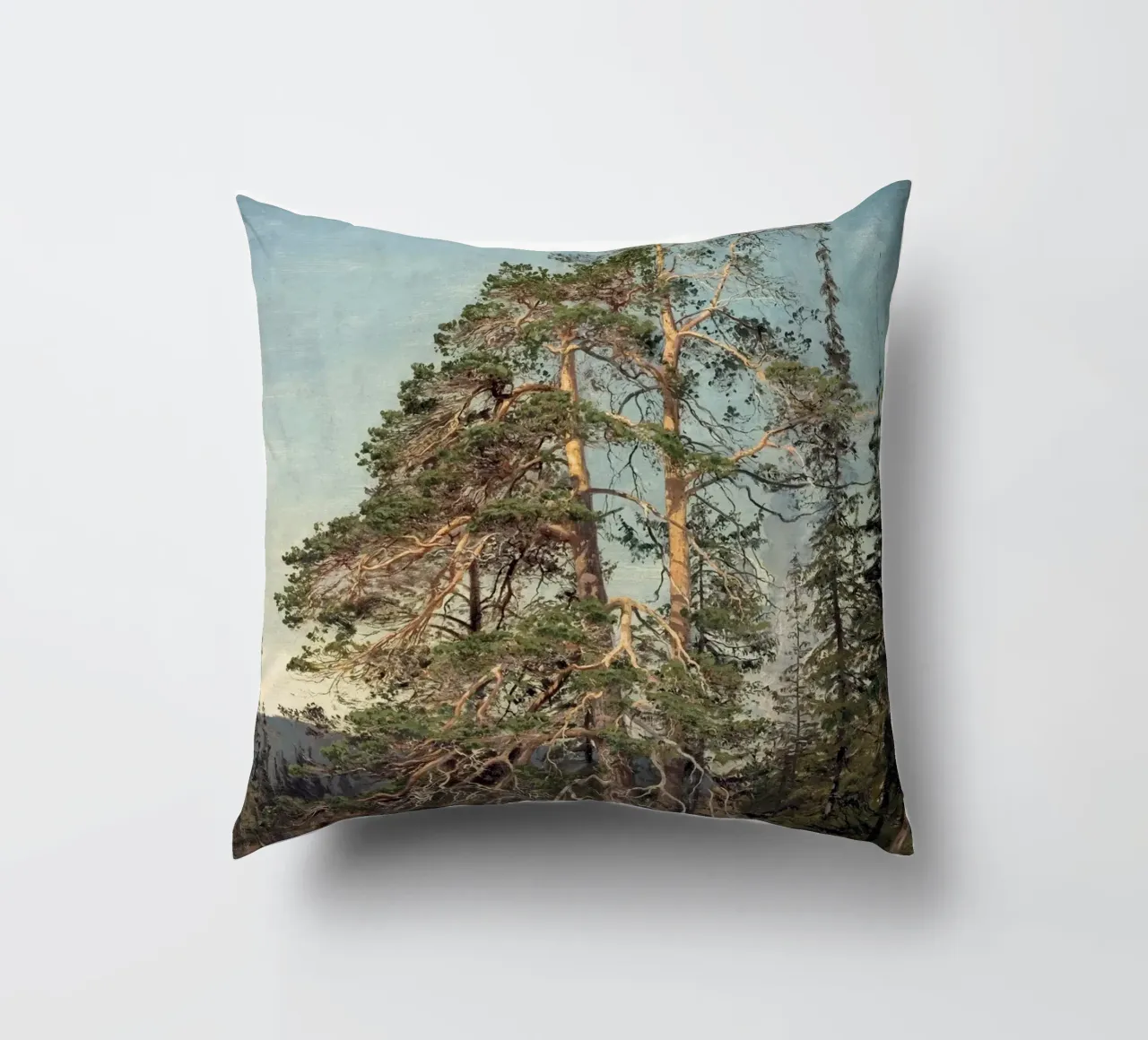 Pine Trees Landscape cuscino da apoloprints