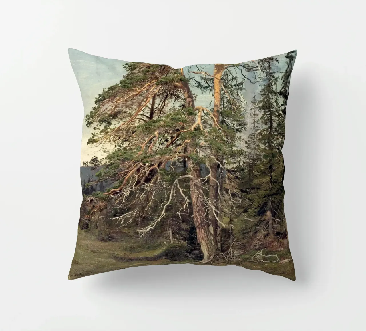 Pine Trees Landscape cuscino da apoloprints