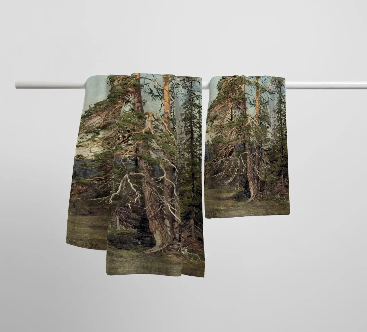 Pine Trees Landscape asciugamano da bagno da apoloprints