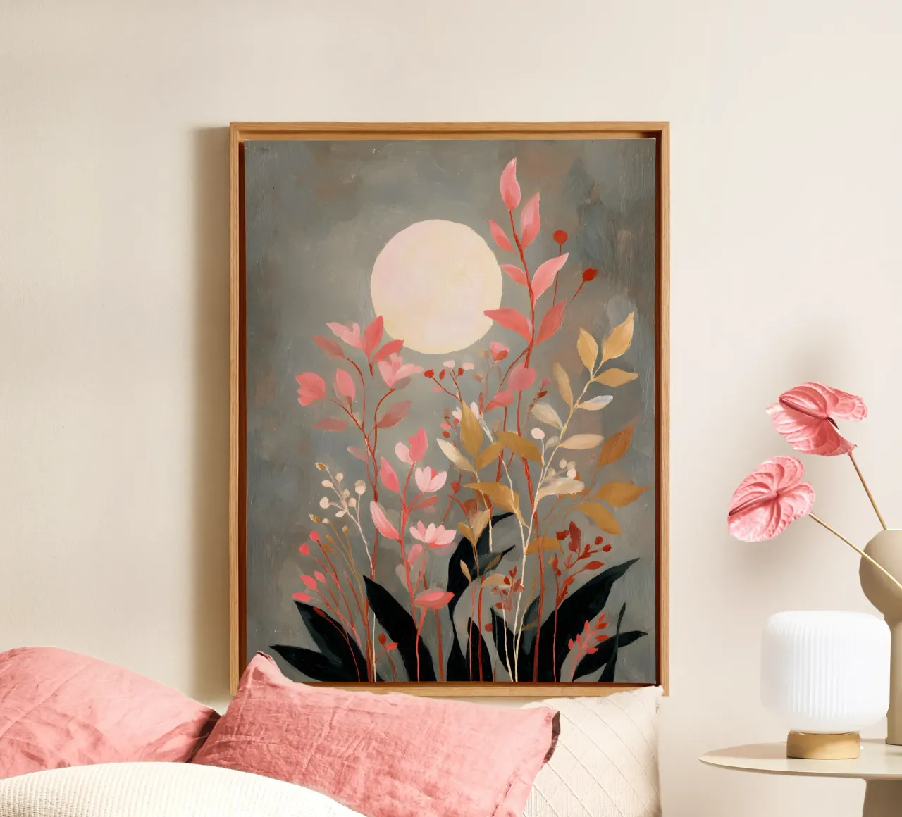Moon and Flowers tela con Cornice a cassetta da Gypsy Galleria