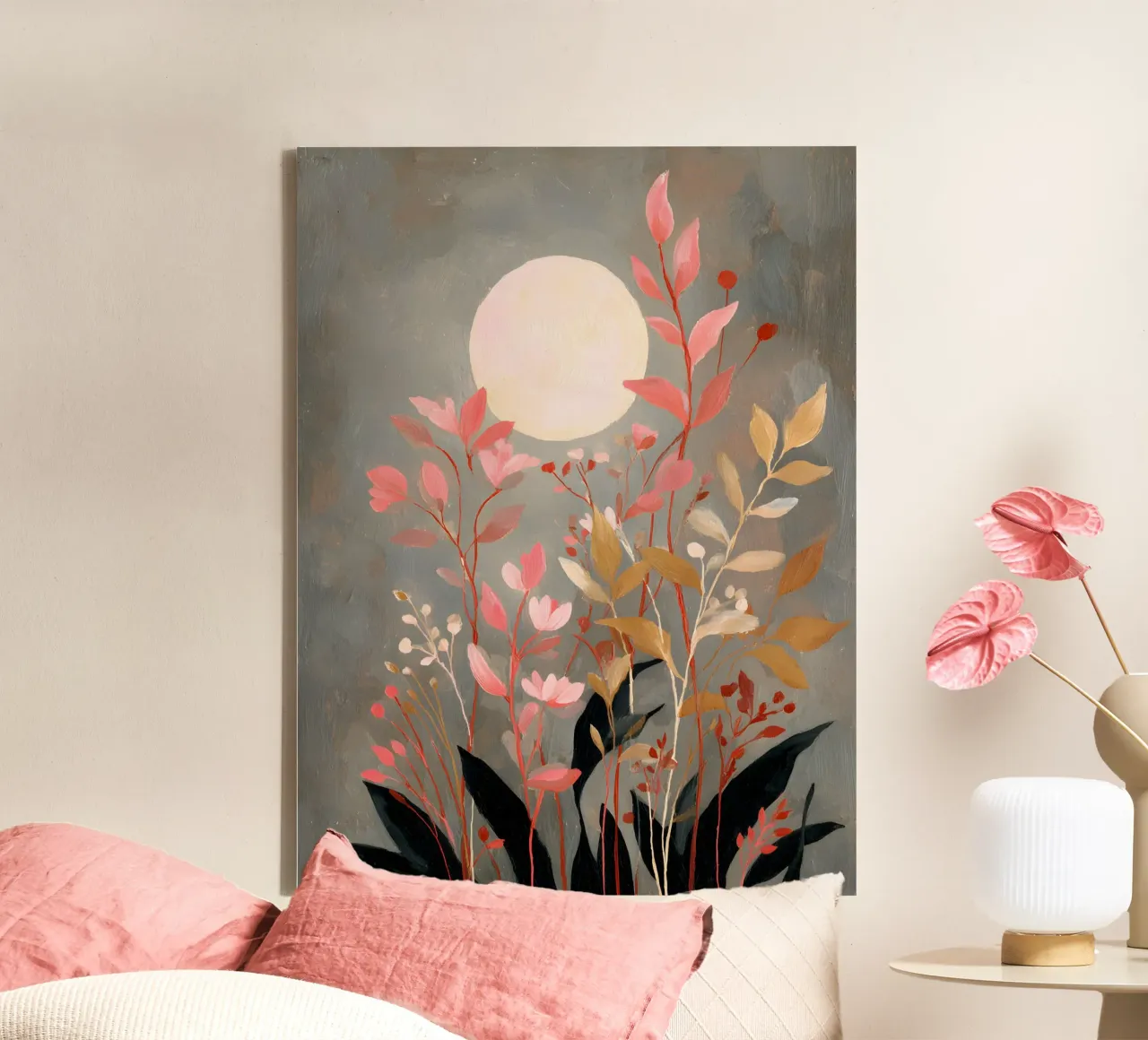 Moon and Flowers tela con Cornice a cassetta da Gypsy Galleria