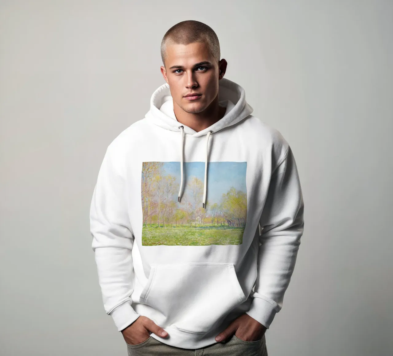 Claude Monet - Primavera a Giverny felpa con cappuccio da Jolie Prints