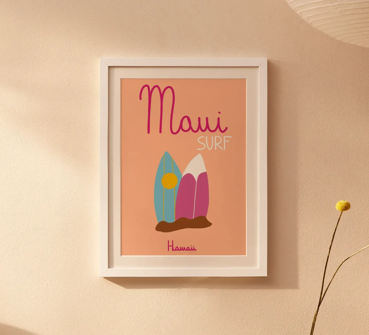 Maui Hawaii, poster sul surf, arte minimalista sulla spiaggia poster da vintagepod
