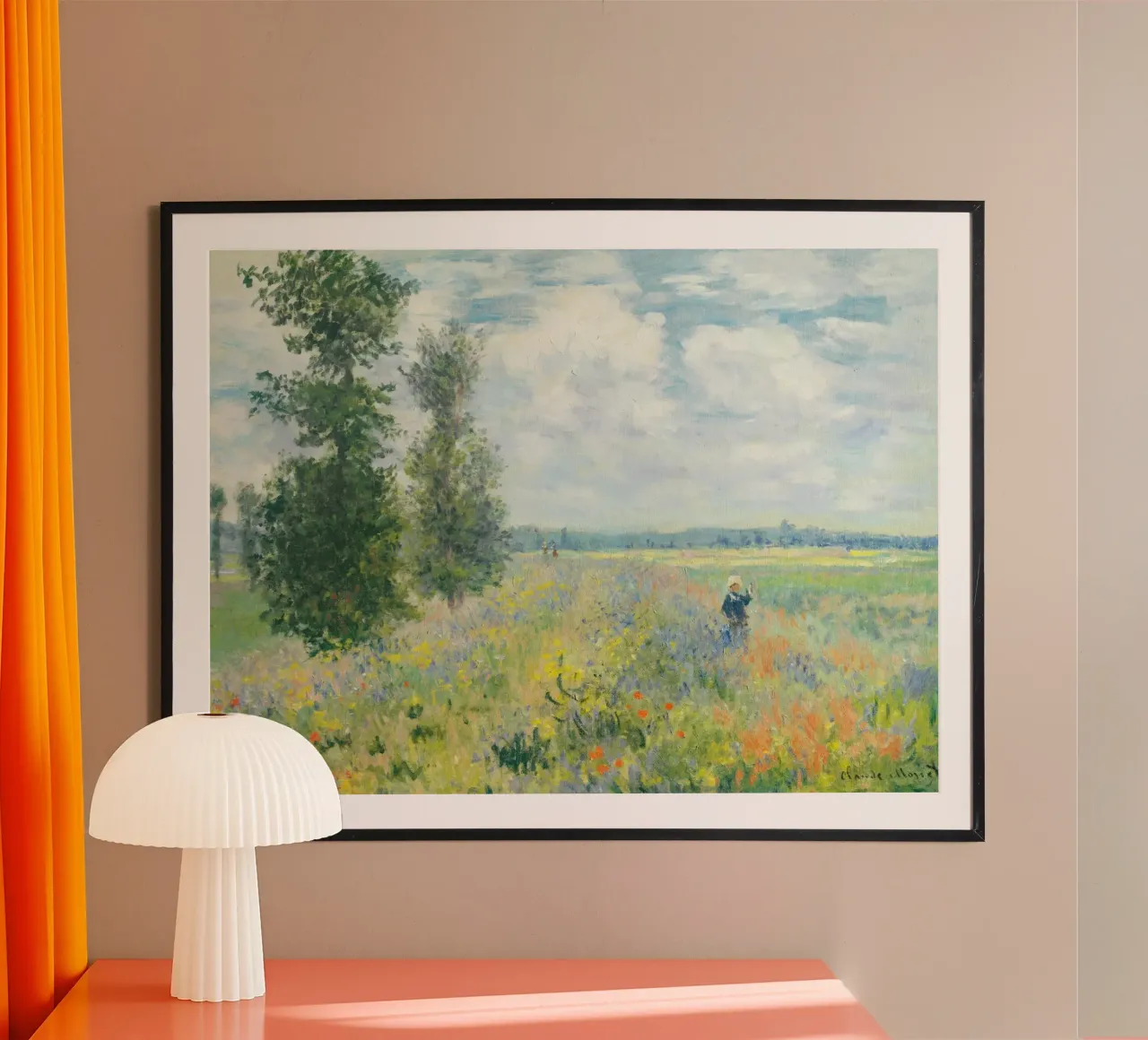 Claude Monet - Campi di papaveri vicino ad Argenteuil poster con telaio in legno da Jolie Prints