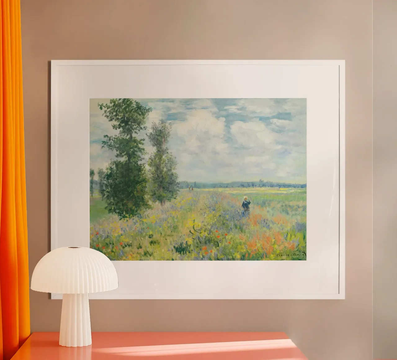 Claude Monet - Campi di papaveri vicino ad Argenteuil poster con telaio in legno da Jolie Prints