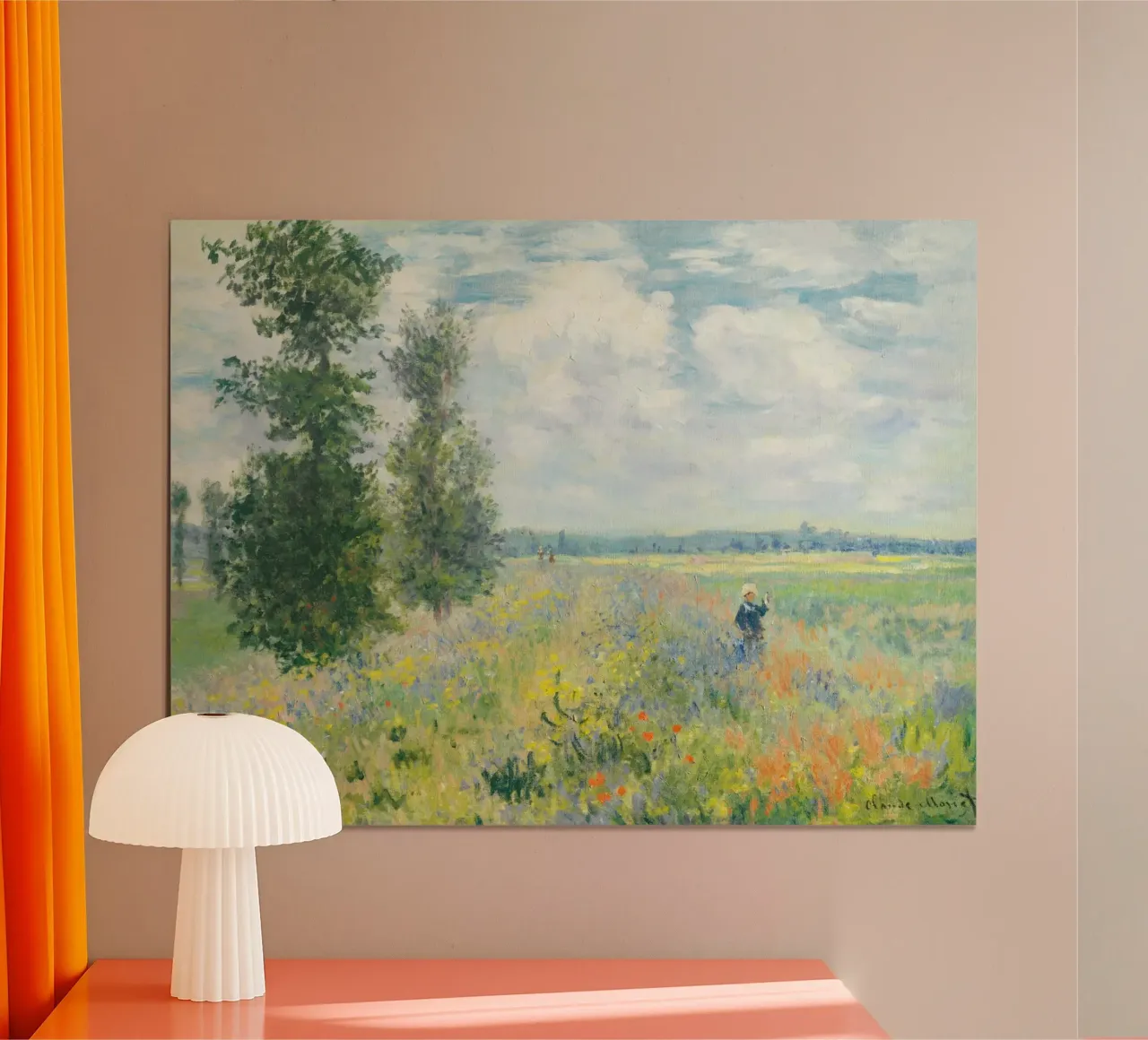 Claude Monet - Campi di papaveri vicino ad Argenteuil poster con telaio in legno da Jolie Prints