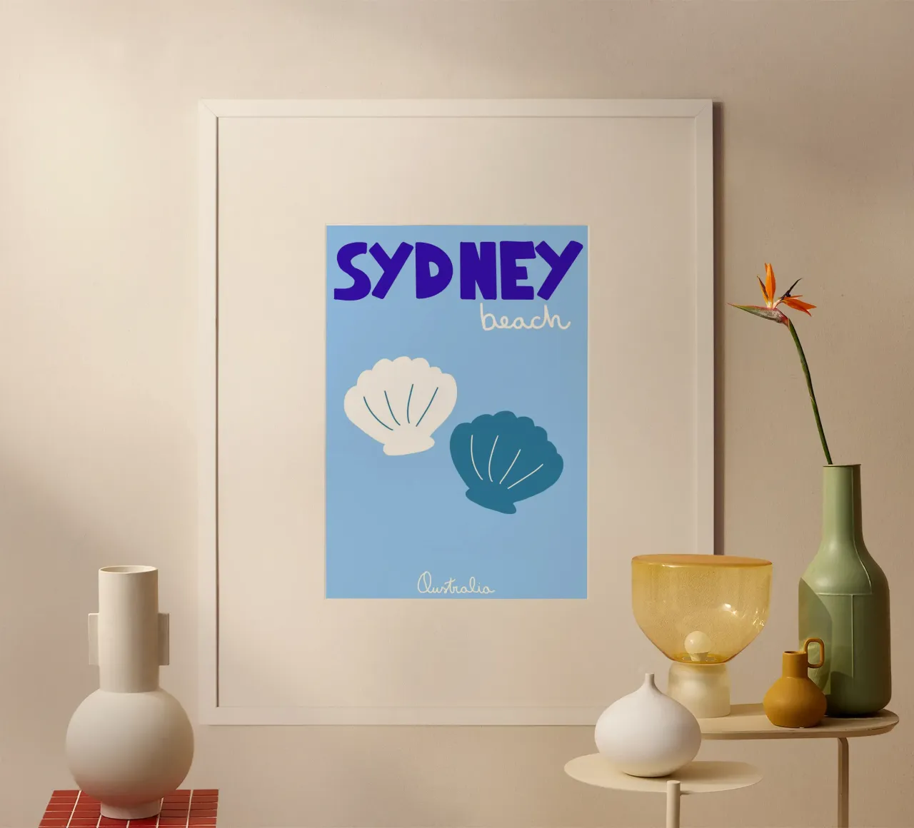 Sydney Australia, Poster di conchiglie sulla spiaggia, arte dell'oceano poster da vintagepod