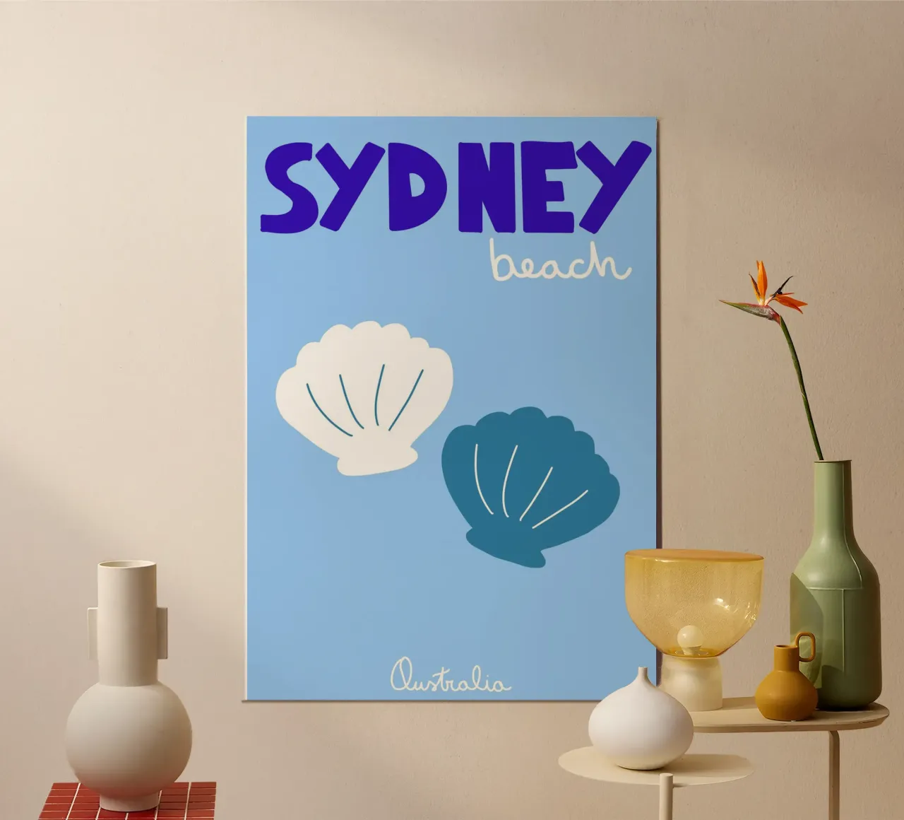 Sydney Australia, Poster di conchiglie sulla spiaggia, arte dell'oceano poster da vintagepod