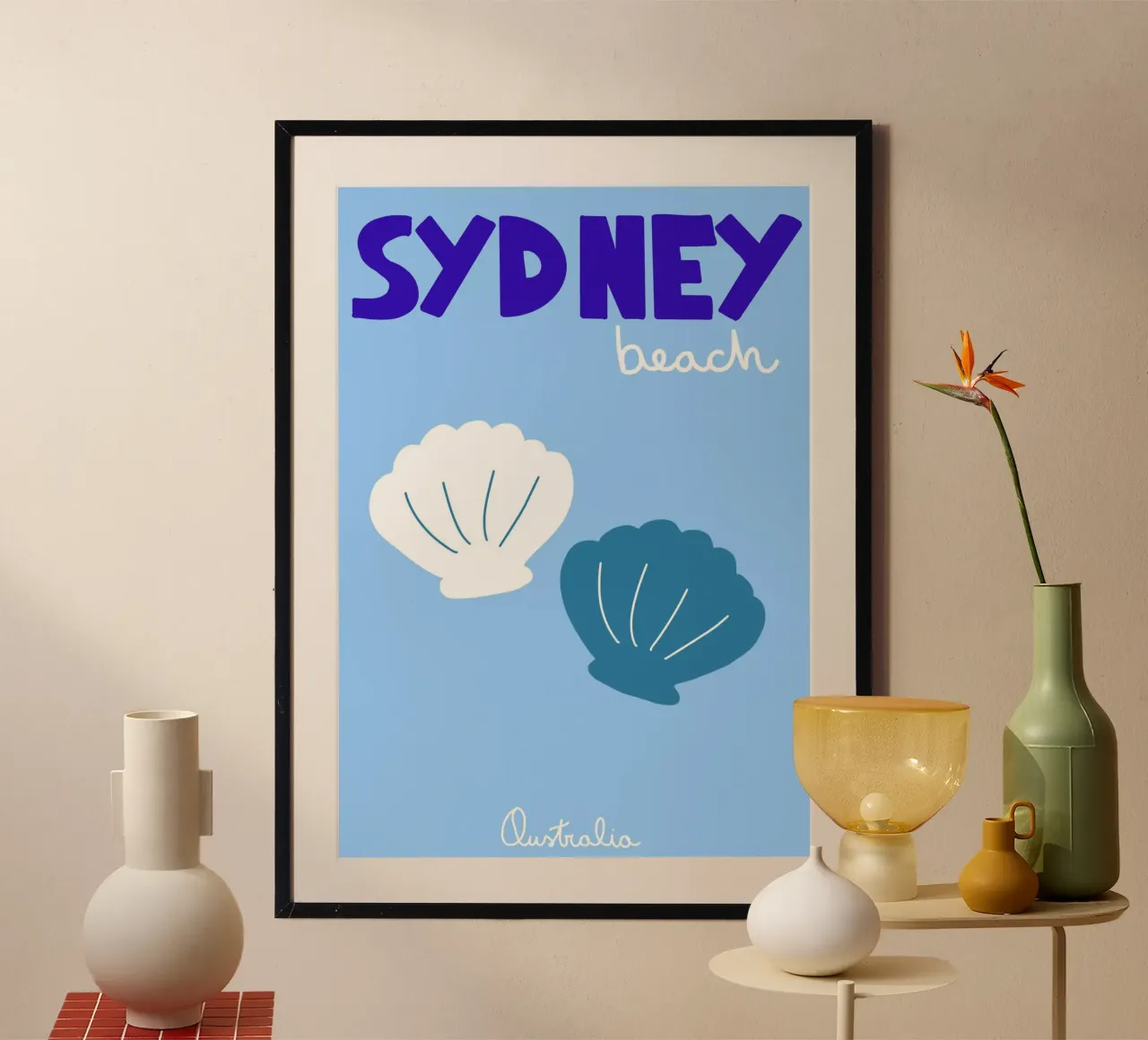 Sydney Australia, Poster di conchiglie sulla spiaggia, arte dell'oceano poster da vintagepod