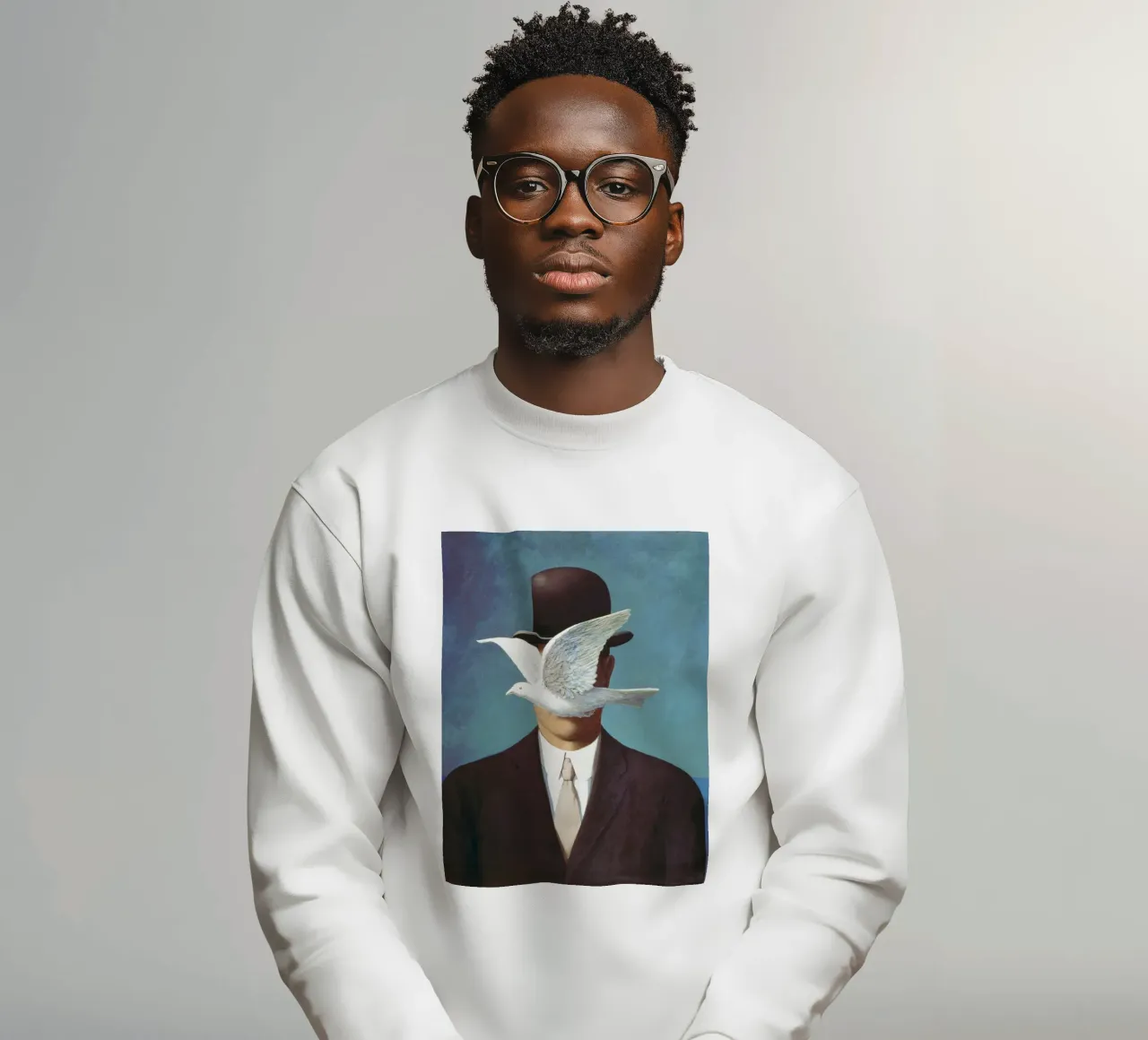 René Magritte - Uomo con bombetta felpa da Classic Art Prints