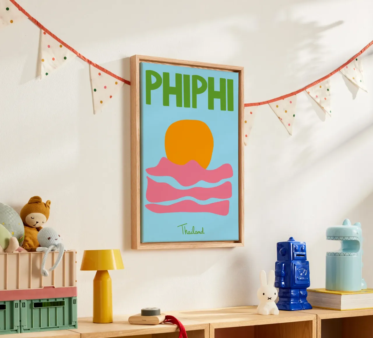 Phi Phi Tailandia, Póster Atardecer, Arte Playa lienzo con Marco flotante de vintagepod