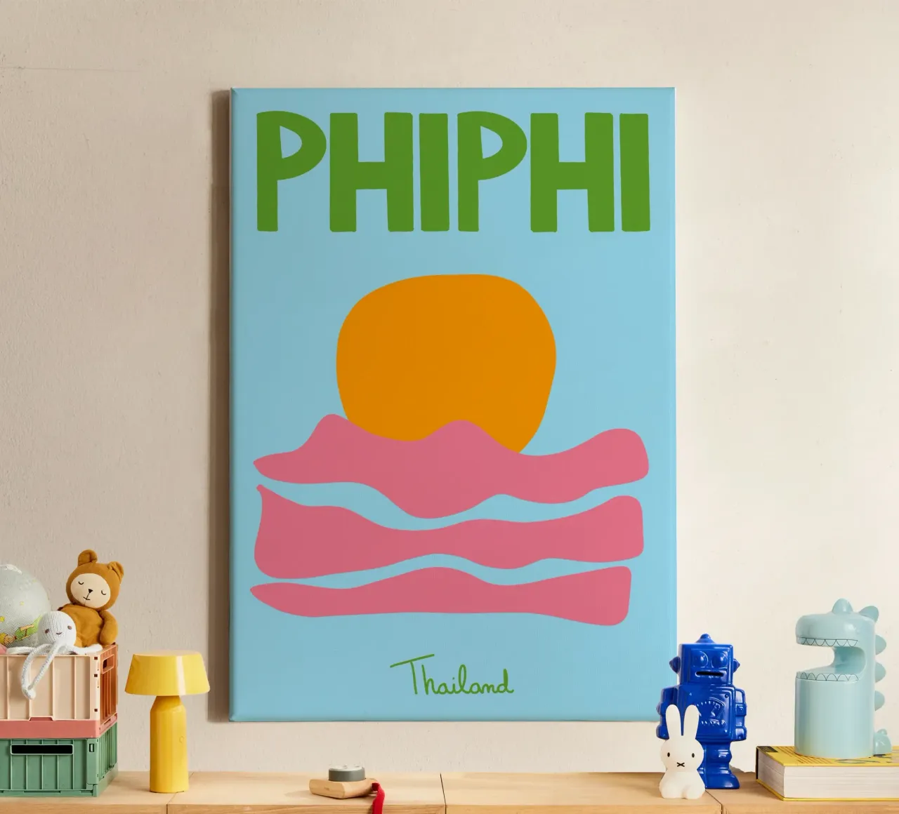 Phi Phi Tailandia, Póster Atardecer, Arte Playa lienzo con Marco flotante de vintagepod