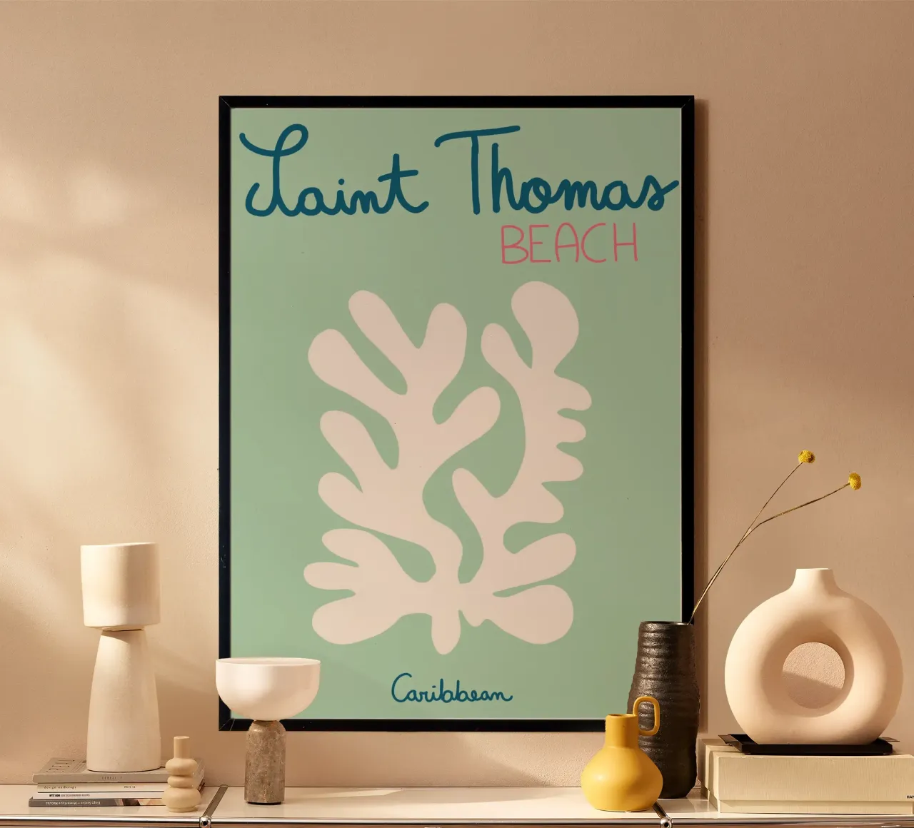Spiaggia di Saint Thomas, arte del corallo, viaggio nei Caraibi poster da vintagepod