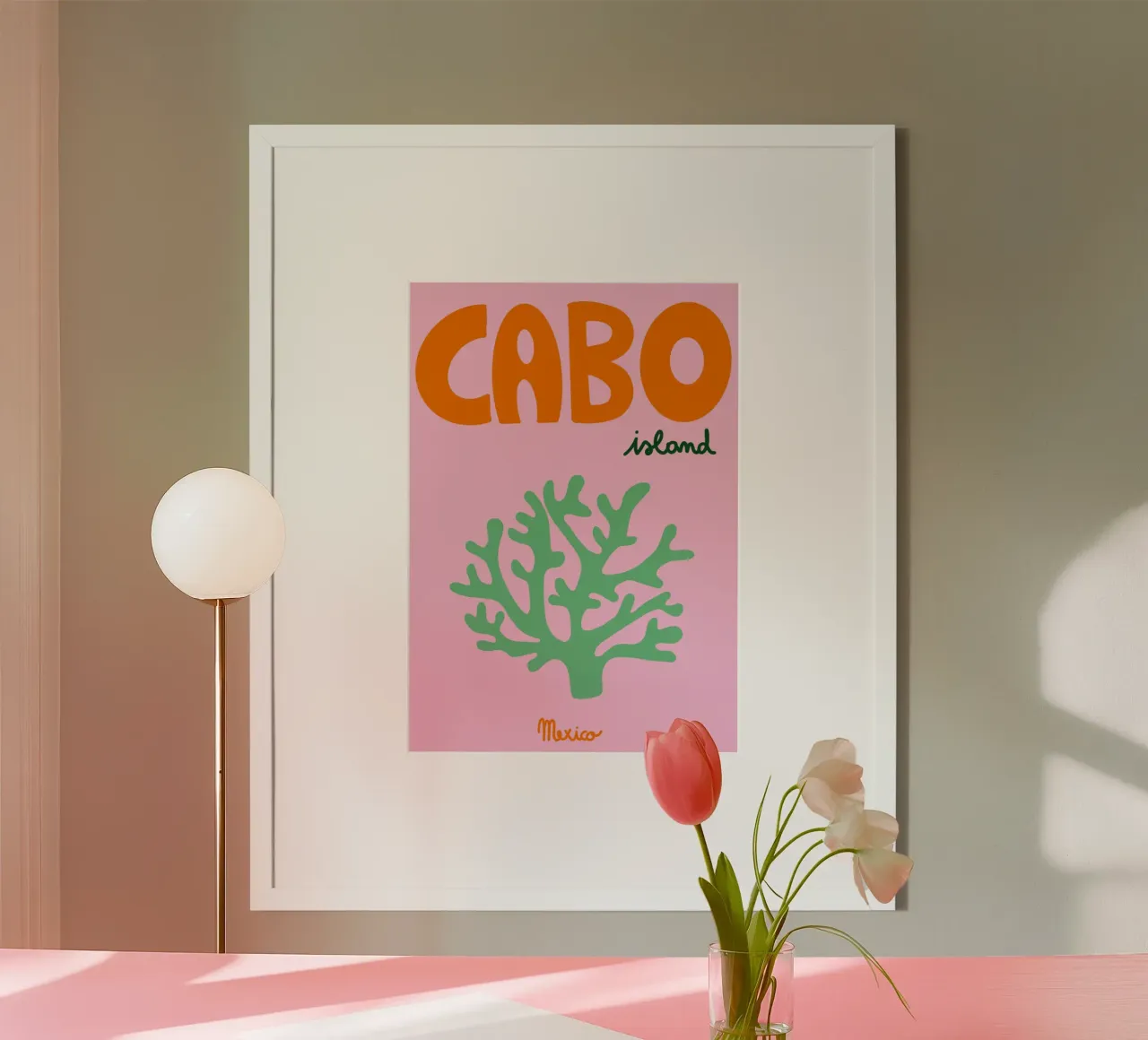 Isola di Cabo Messico, poster di corallo, arte tropicale poster con telaio in legno da vintagepod