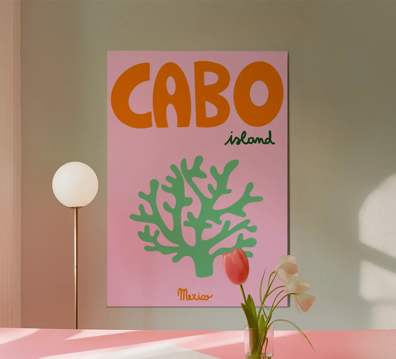 Isola di Cabo Messico, poster di corallo, arte tropicale poster con telaio in legno da vintagepod