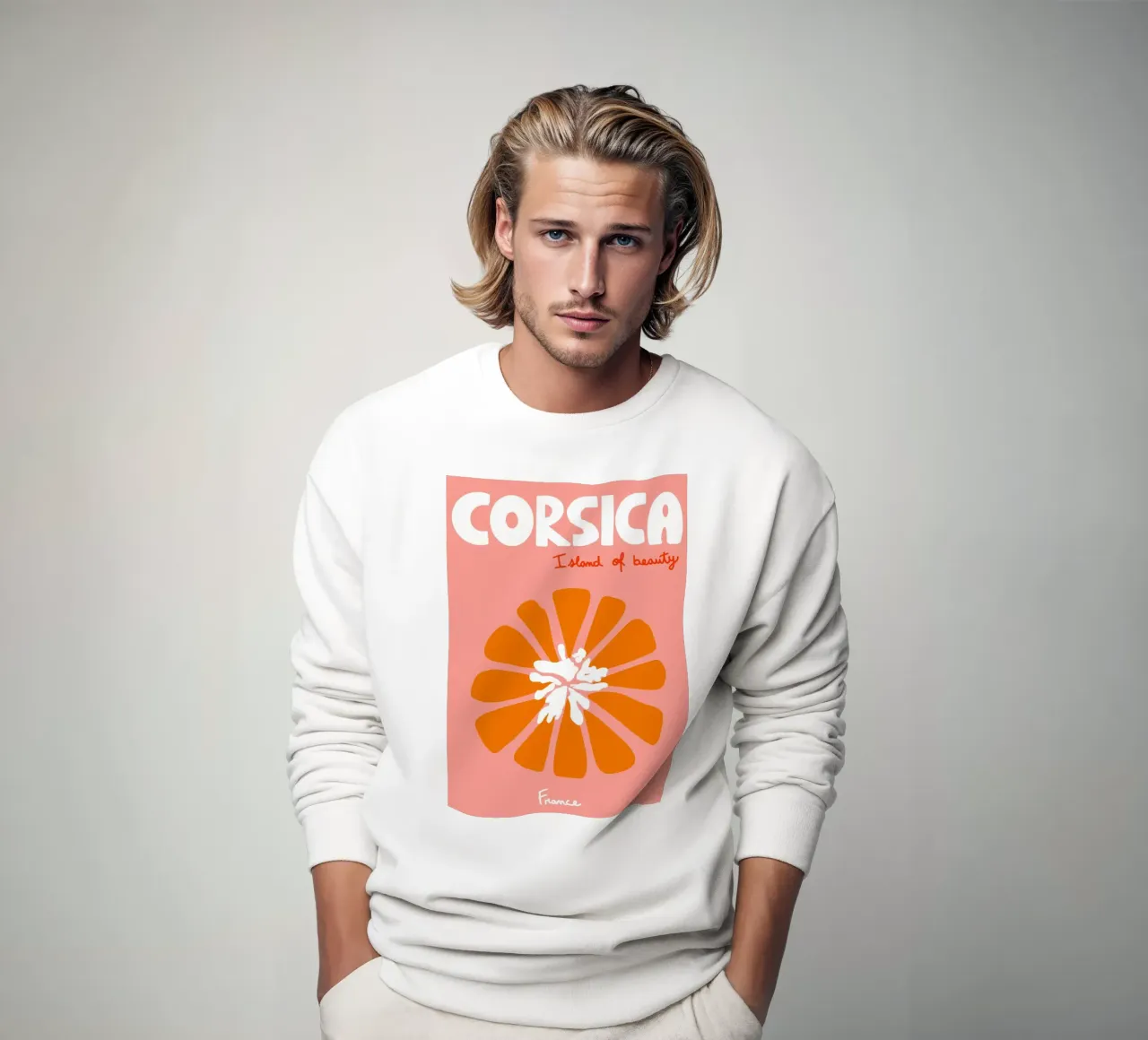 Corsica "Isola della Bellezza", Poster Fiori d'arancio felpa da vintagepod