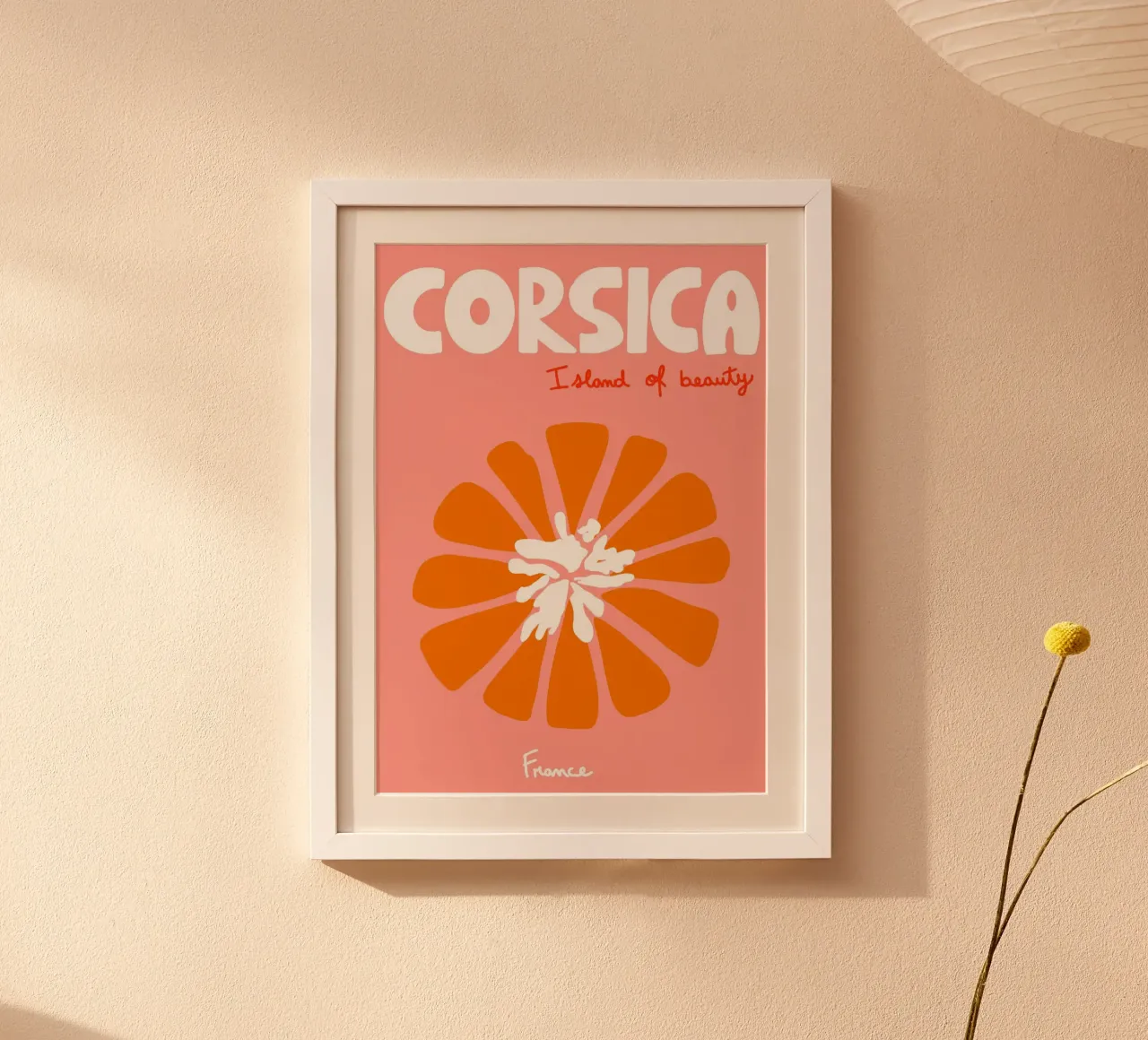 Corsica "Isola della Bellezza", Poster Fiori d'arancio poster con telaio in legno da vintagepod