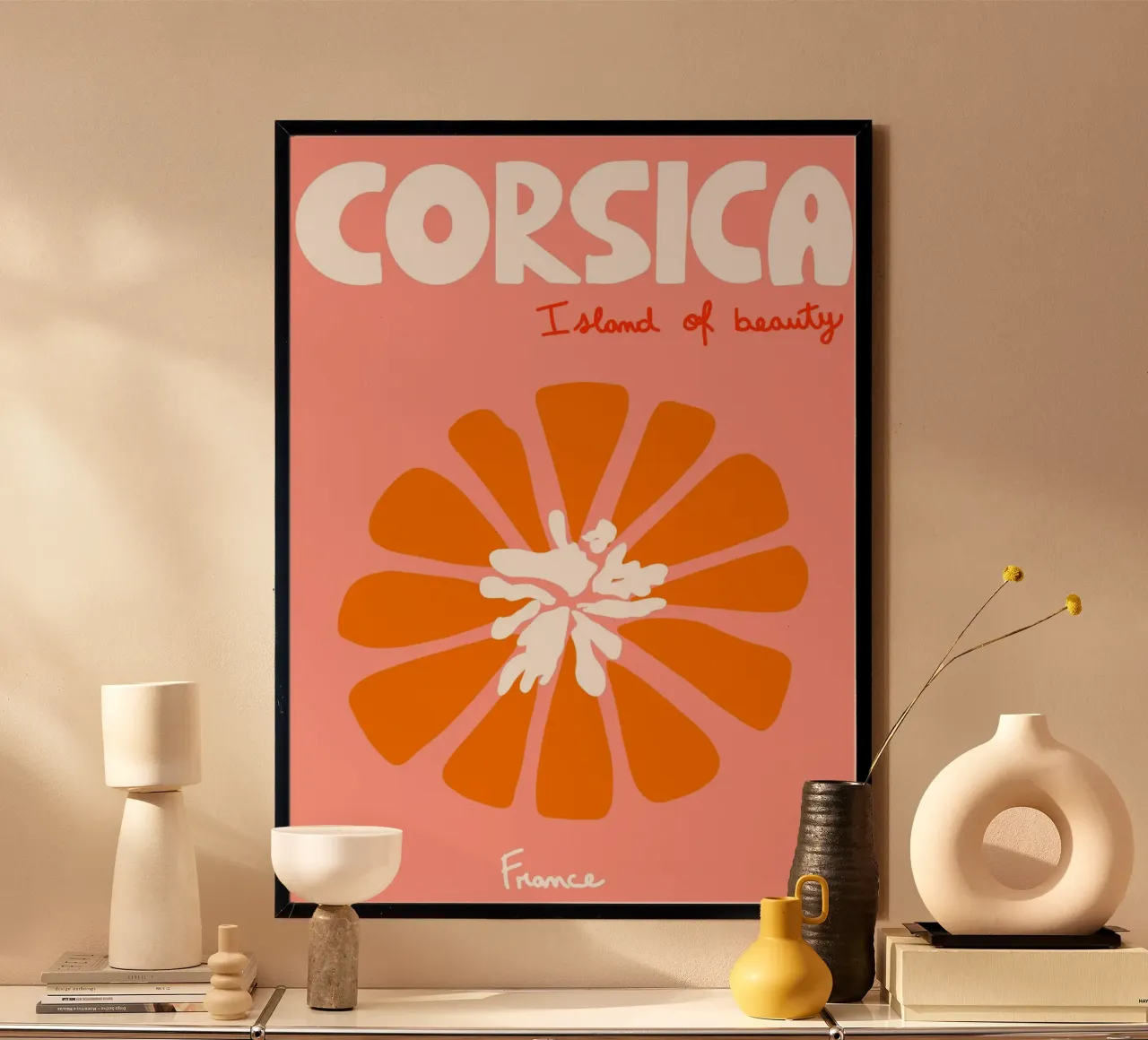 Corsica "Isola della Bellezza", Poster Fiori d'arancio poster con telaio in legno da vintagepod