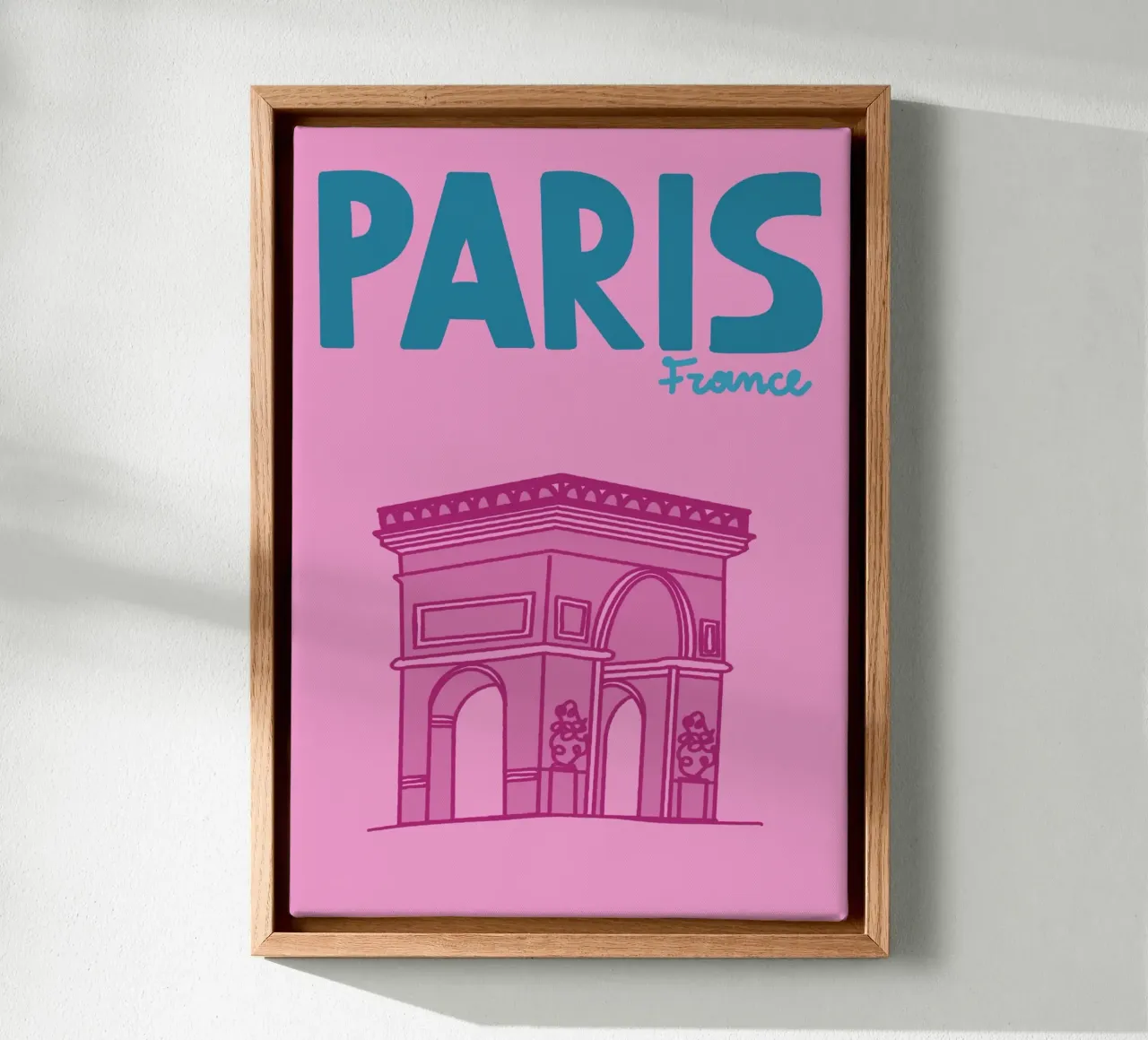 Parijs Frankrijk, Arc de Triomphe, Reis Kunst Poster canvas met Baklijst van vintagepod