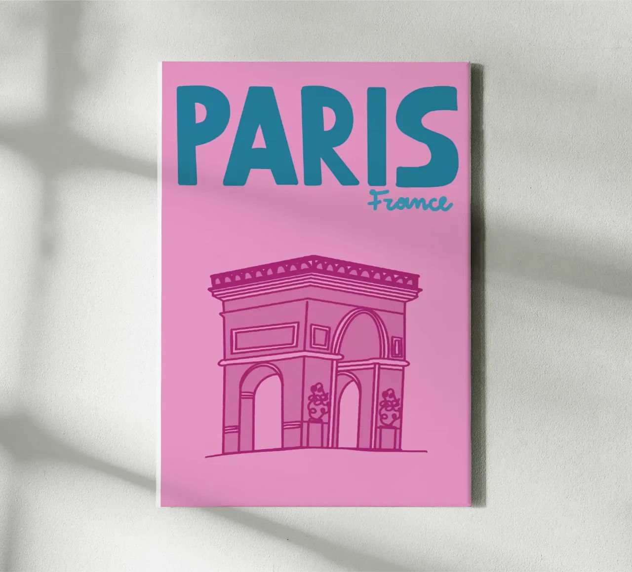 Parijs Frankrijk, Arc de Triomphe, Reis Kunst Poster canvas met Baklijst van vintagepod