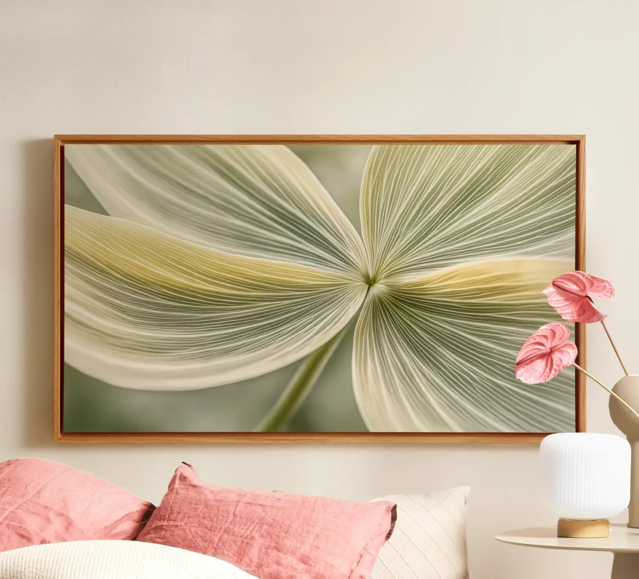 Bloemen abstract canvas met Baklijst van Imagine