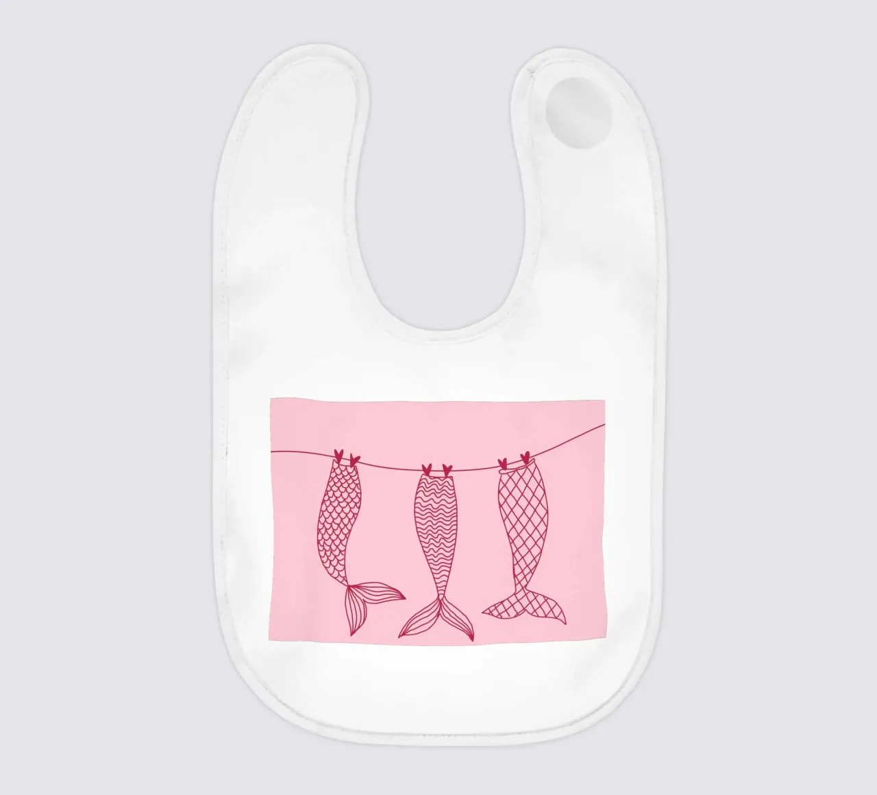 Code di sirena su uno stendino, arte minimalista bavaglino da vintagepod