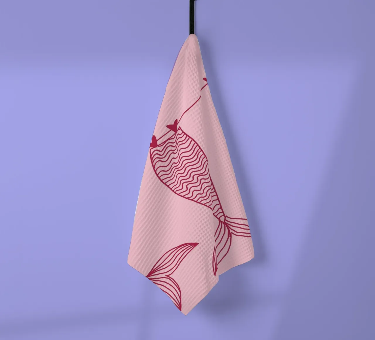 Code di sirena su uno stendino, arte minimalista canovaccio da cucina da vintagepod